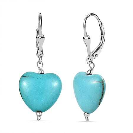 Howlite Earring in Rhodium Overlay Sterling Silver 15 Ct