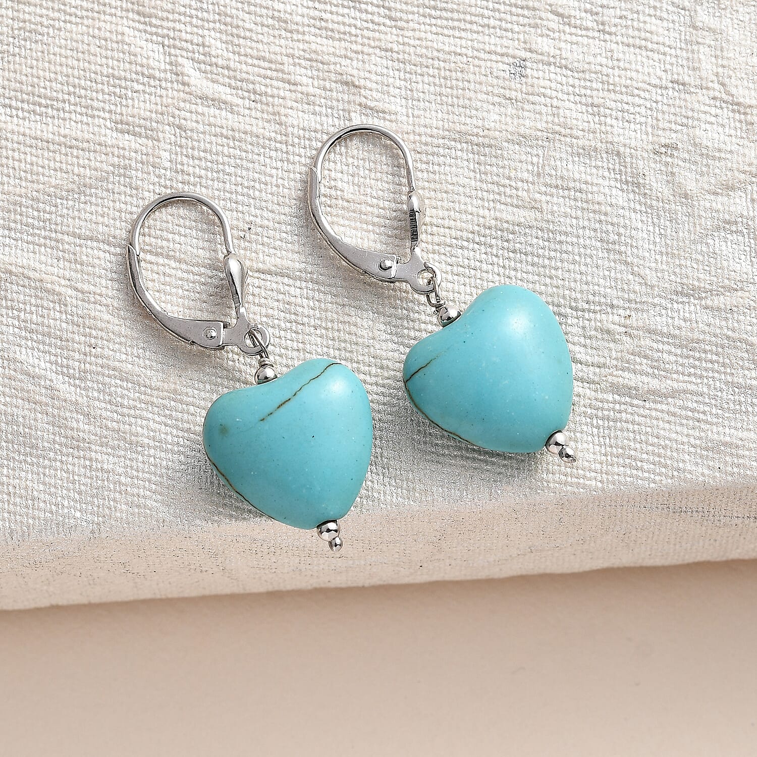 Howlite  Earring in Rhodium Overlay Sterling Silver 15.00 ct  15.000  Ct.