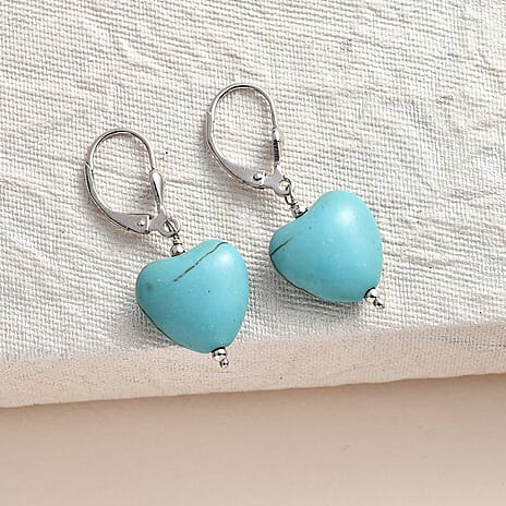 Howlite  Earring in Rhodium Overlay Sterling Silver 15.00 ct  15.000  Ct.