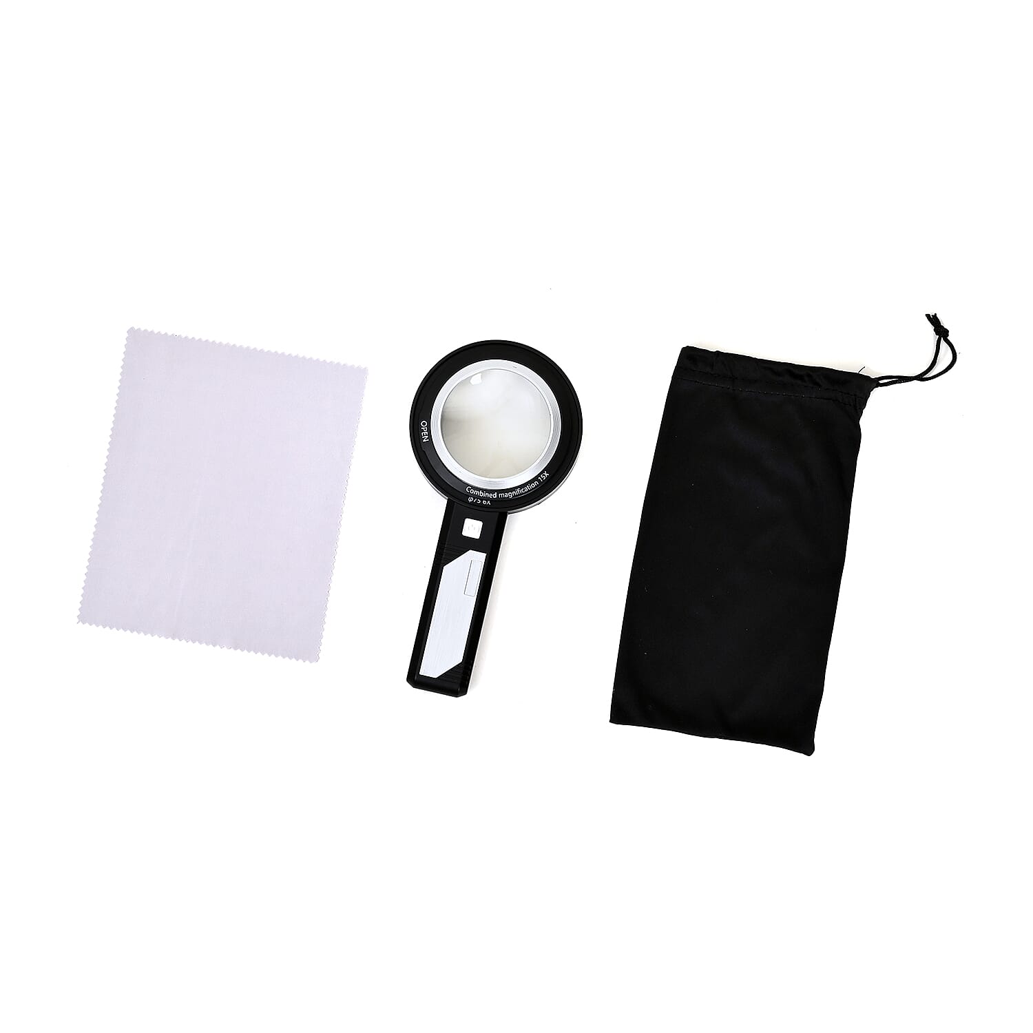 Combination Handheld Magnifying Glass (3xAAA Batteries Not Inc.) - Silver & Black