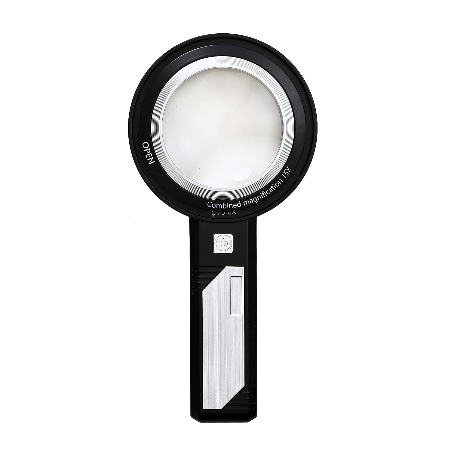 Combination Handheld Magnifying Glass (3xAAA Batteries Not Inc.) - Silver & Black