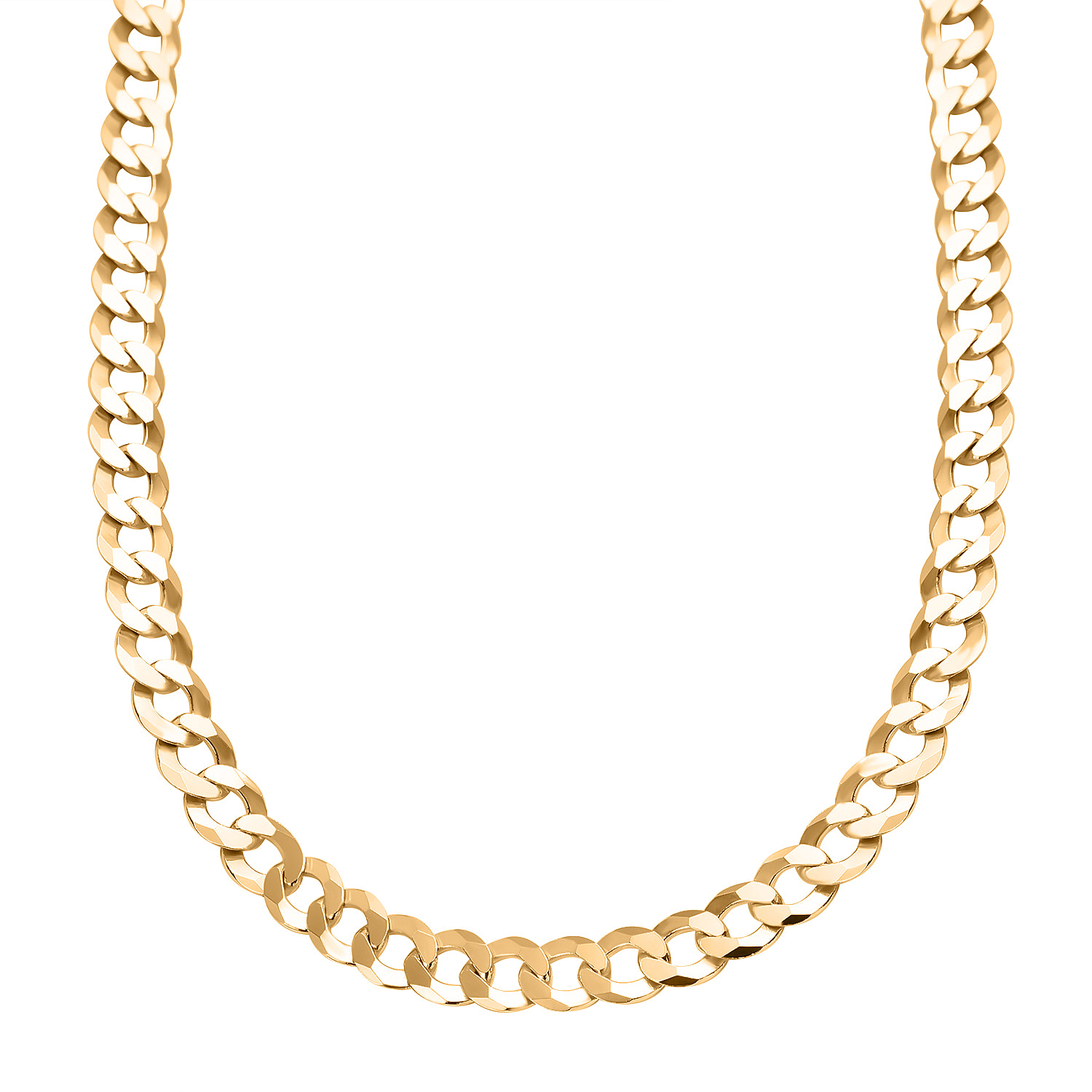 Milan Closeout - Made in ITALY Rounded Curb Necklace in Gold Overlay Sterling Silver (Size - 22), Silver Wt. 19.50 Gms