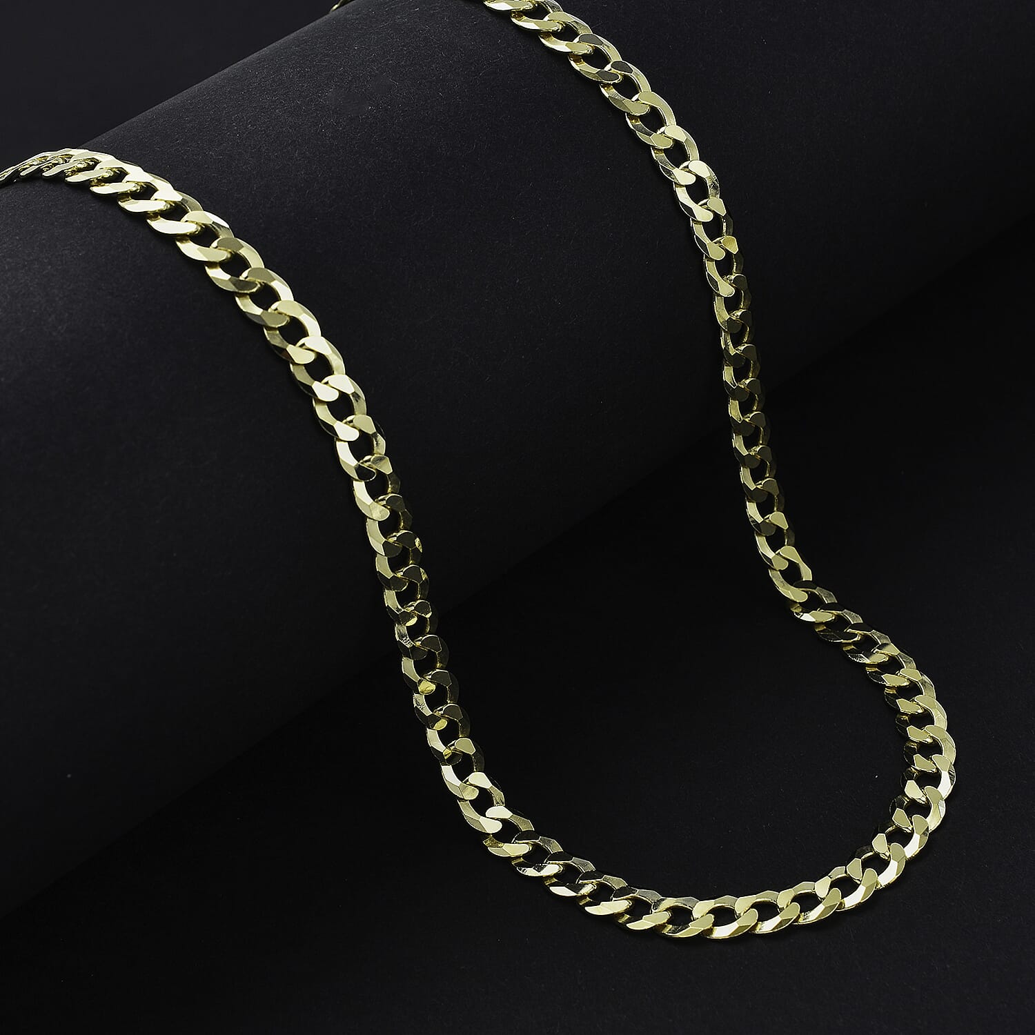 Milan Closeout - Made in ITALY Rounded Curb Necklace in Gold Overlay Sterling Silver (Size - 22), Silver Wt. 19.50 Gms