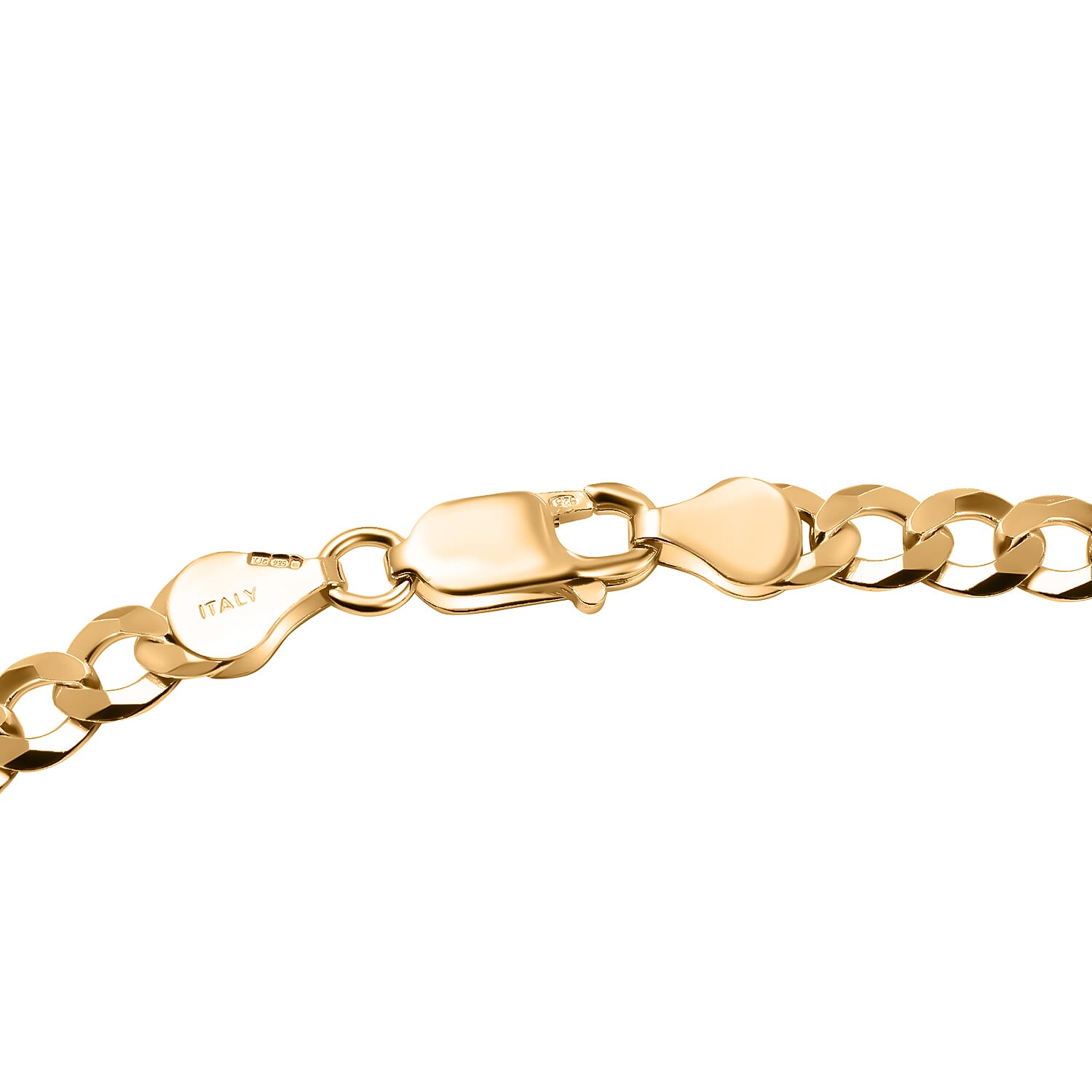 Milan Closeout - Made in ITALY Rounded Curb Necklace in Gold Overlay Sterling Silver (Size - 22), Silver Wt. 19.50 Gms