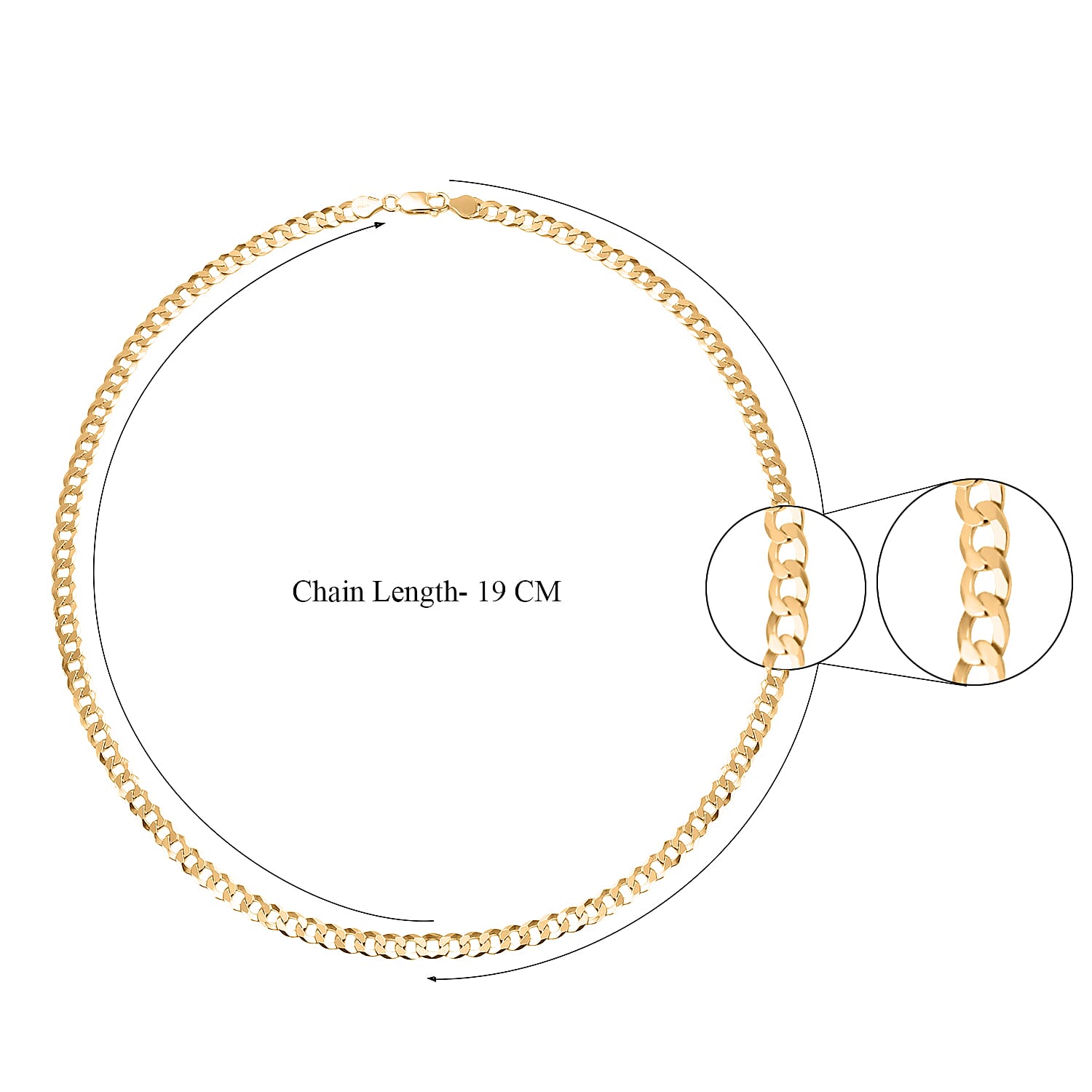 Milan Closeout - Made in ITALY Rounded Curb Necklace in Gold Overlay Sterling Silver (Size - 22), Silver Wt. 19.50 Gms