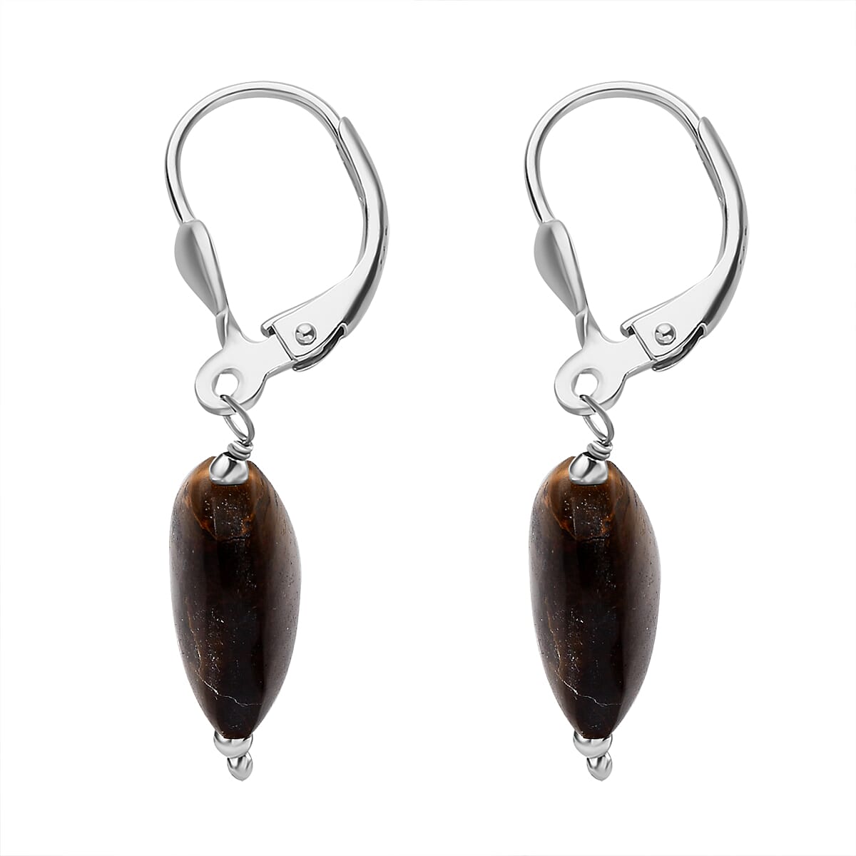 Tigers Eye  Earring in Rhodium Overlay Sterling Silver 43.00 ct  43.000  Ct.