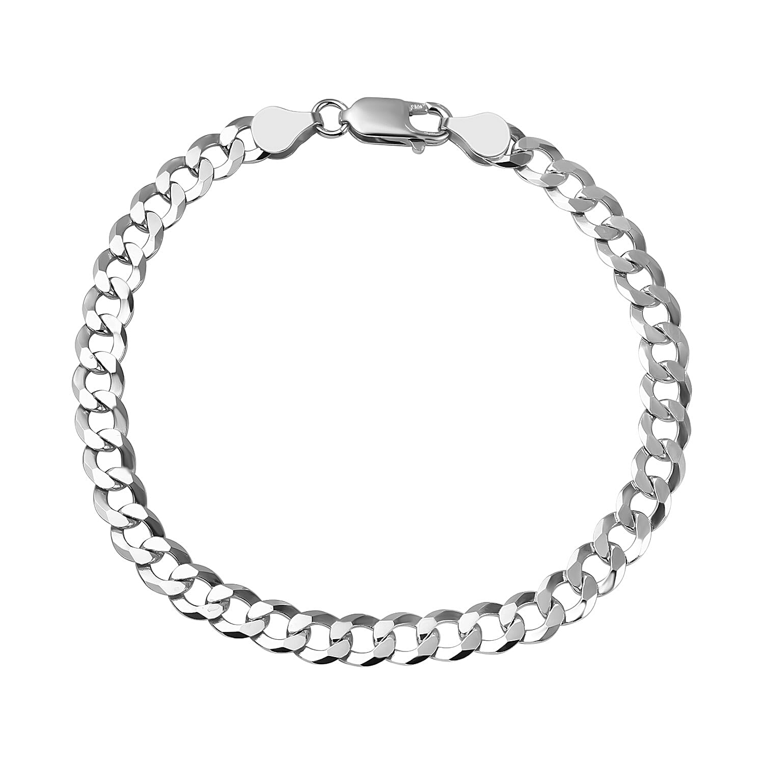 Milan Closeout - Made in ITALY Rounded Curb Bracelet in Sterling Silver (Size - 8), Silver Wt. 7.90 Gms