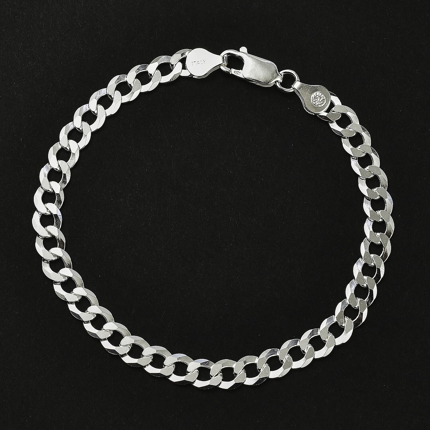 Milan Closeout - Made in ITALY Rounded Curb Bracelet in Sterling Silver (Size - 8), Silver Wt. 7.90 Gms