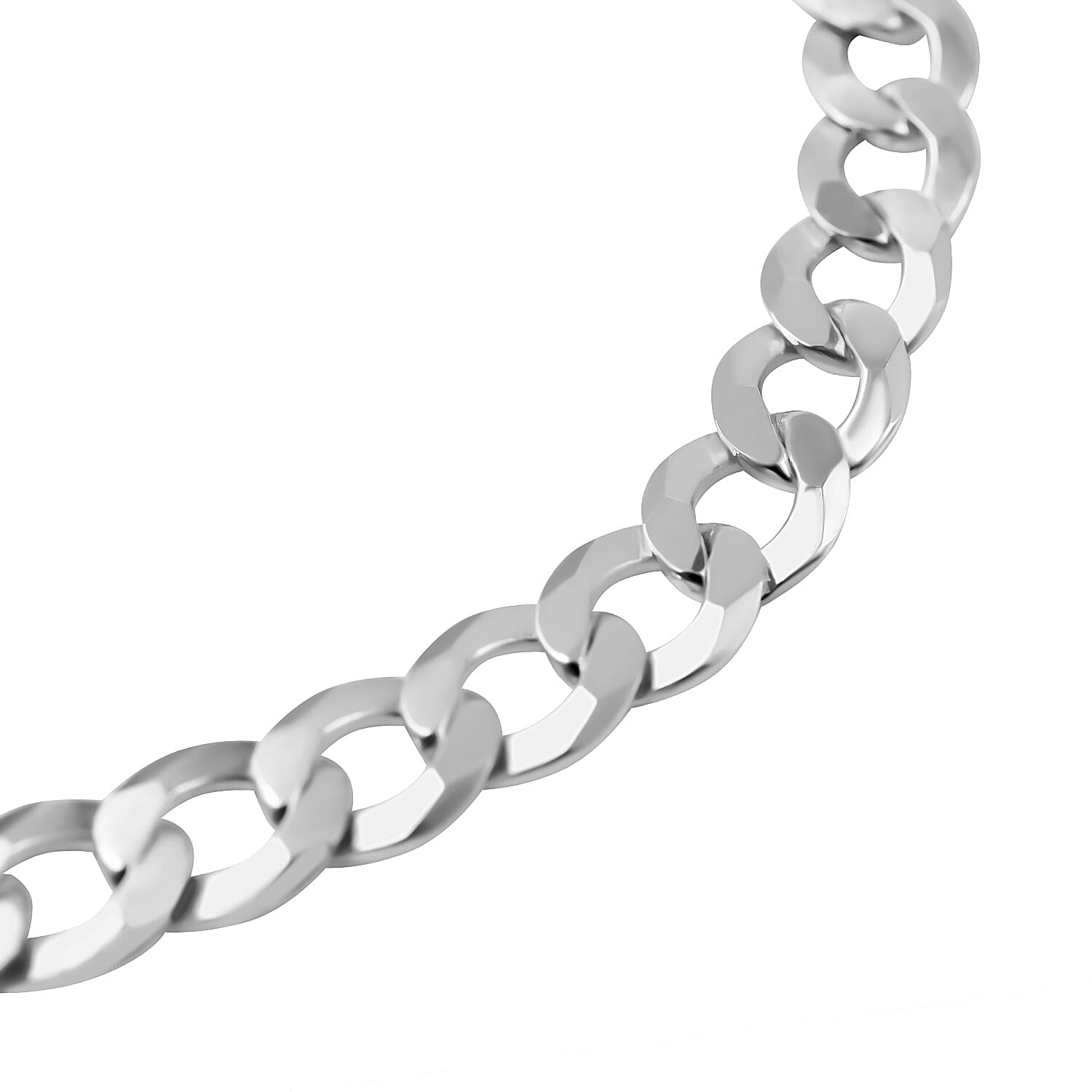 Milan Closeout - Made in ITALY Rounded Curb Bracelet in Sterling Silver (Size - 8), Silver Wt. 7.90 Gms