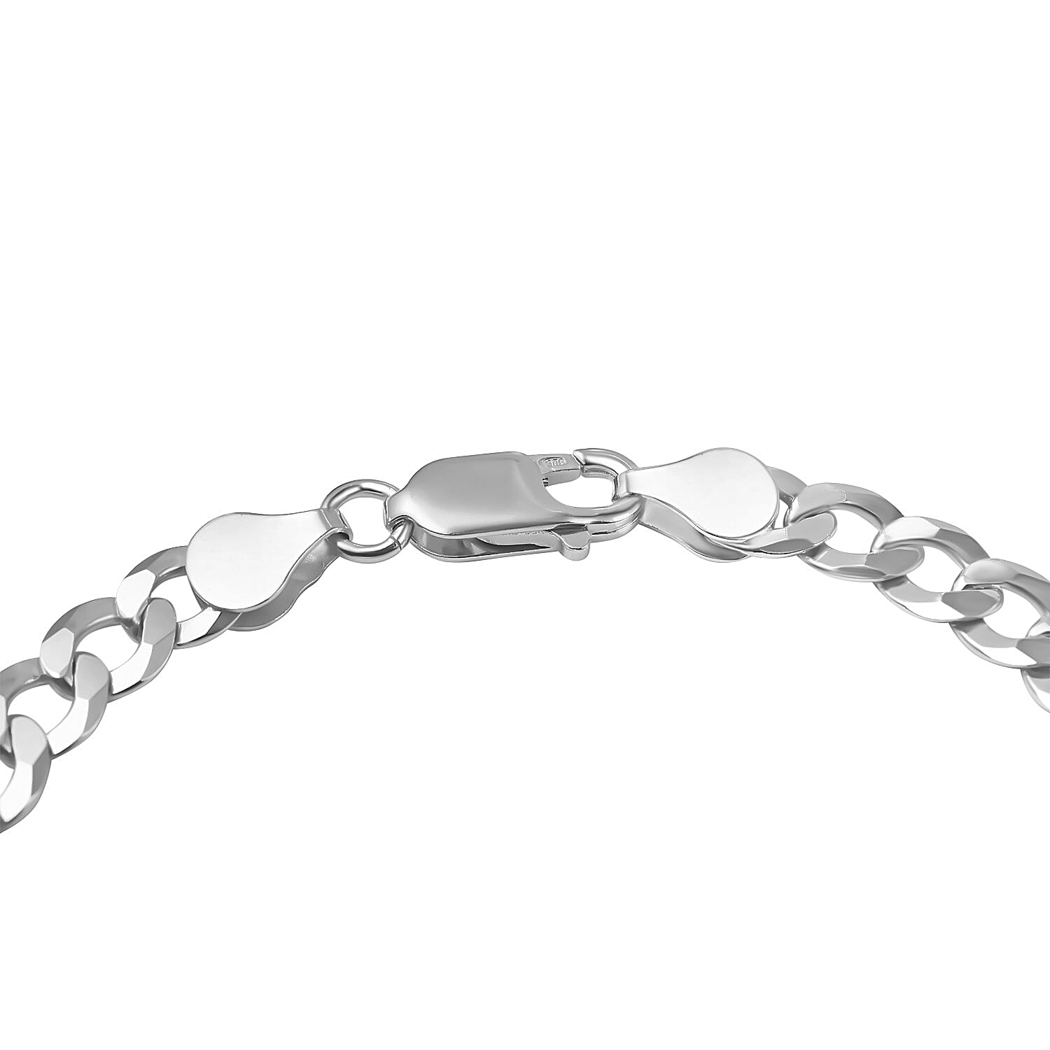 Milan Closeout - Made in ITALY Rounded Curb Bracelet in Sterling Silver (Size - 8), Silver Wt. 7.90 Gms