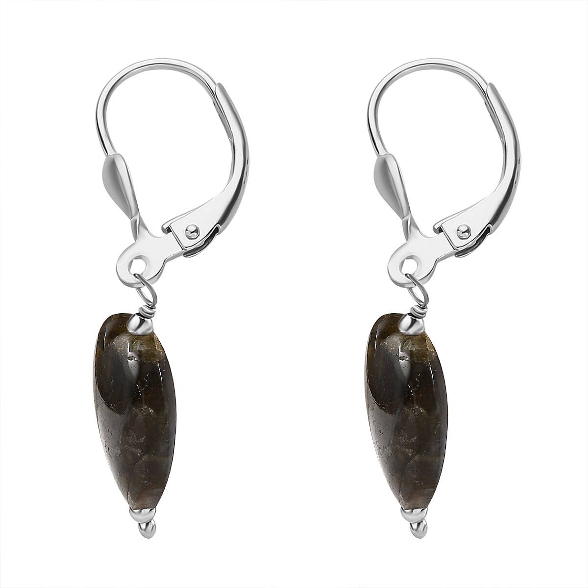 Labradorite  Earring in Rhodium Overlay Sterling Silver 43.00 ct  43.000  Ct.