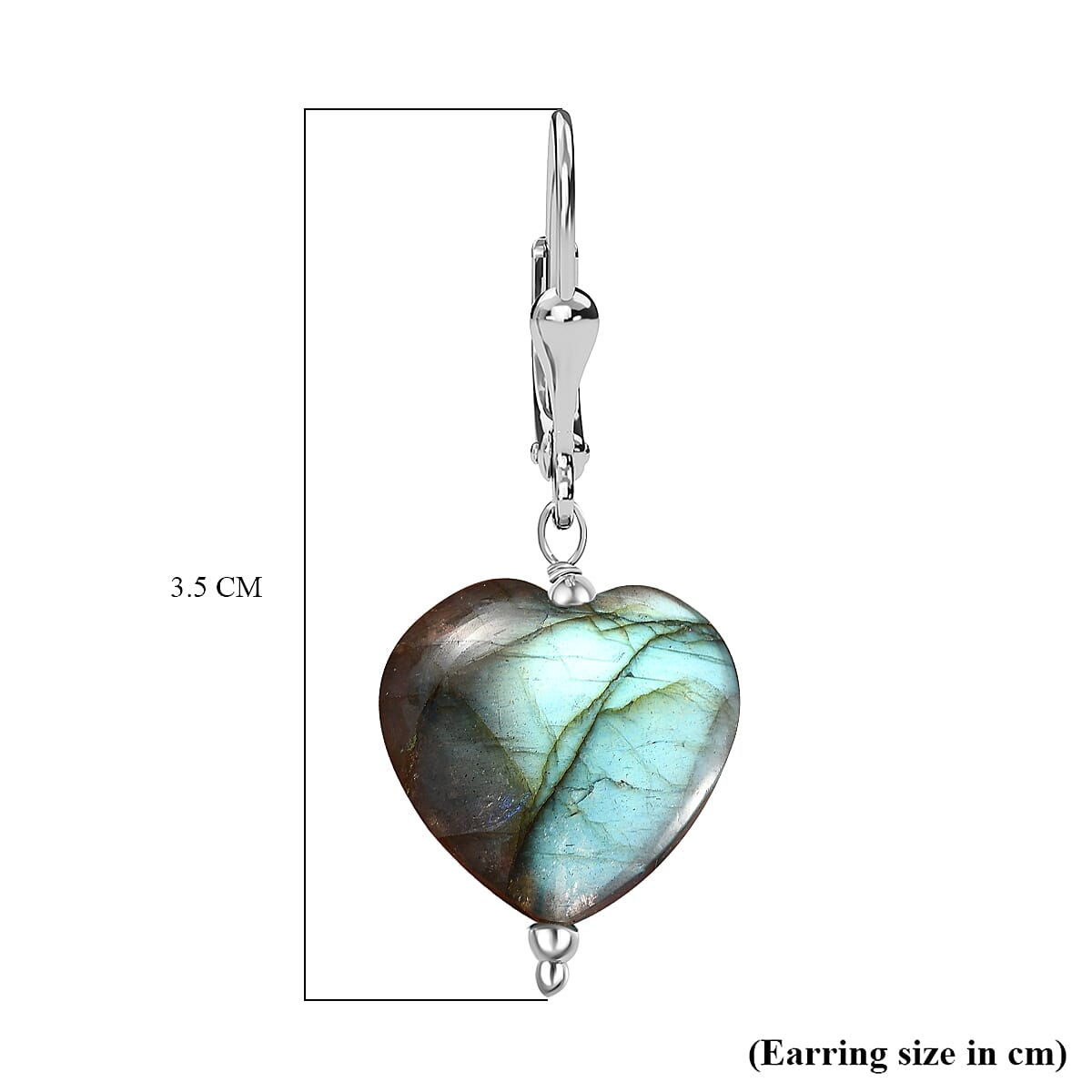 Labradorite  Earring in Rhodium Overlay Sterling Silver 43.00 ct  43.000  Ct.