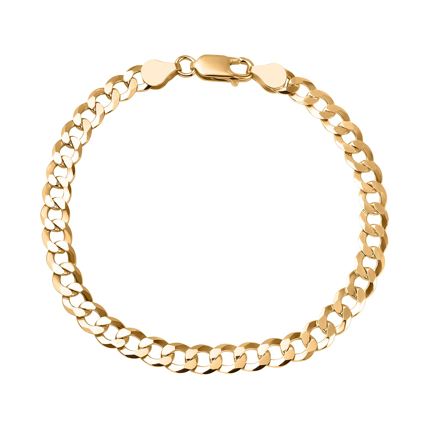 Milan Closeout - Made in ITALY Rounded Curb Bracelet in Gold Overlay Sterling Silver (Size - 8), Silver Wt. 7.70 Gms