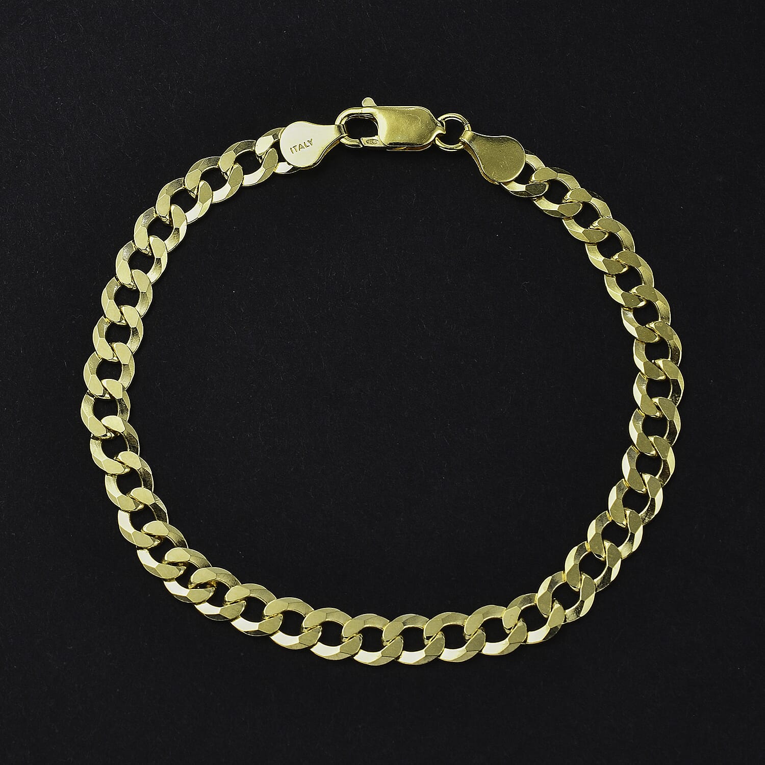 Milan Closeout - Made in ITALY Rounded Curb Bracelet in Gold Overlay Sterling Silver (Size - 8), Silver Wt. 7.70 Gms