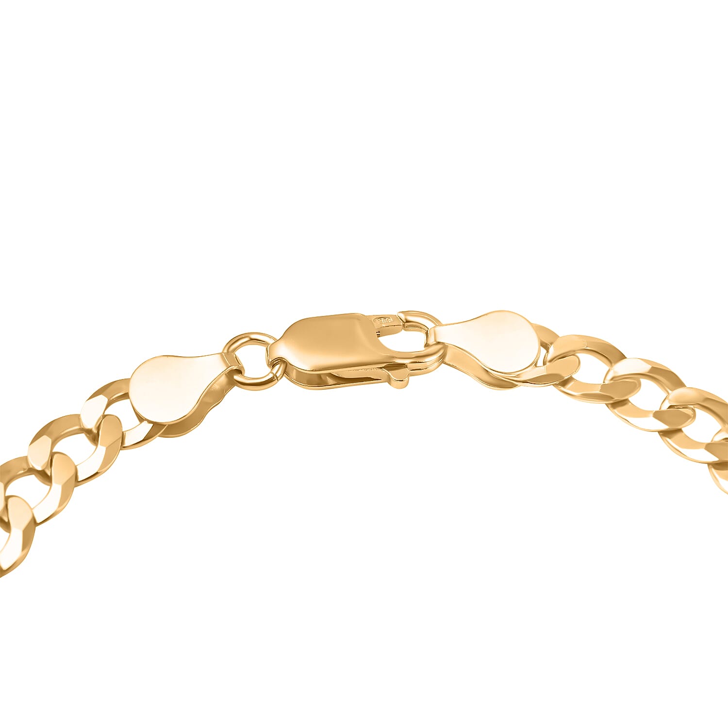 Milan Closeout - Made in ITALY Rounded Curb Bracelet in Gold Overlay Sterling Silver (Size - 8), Silver Wt. 7.70 Gms