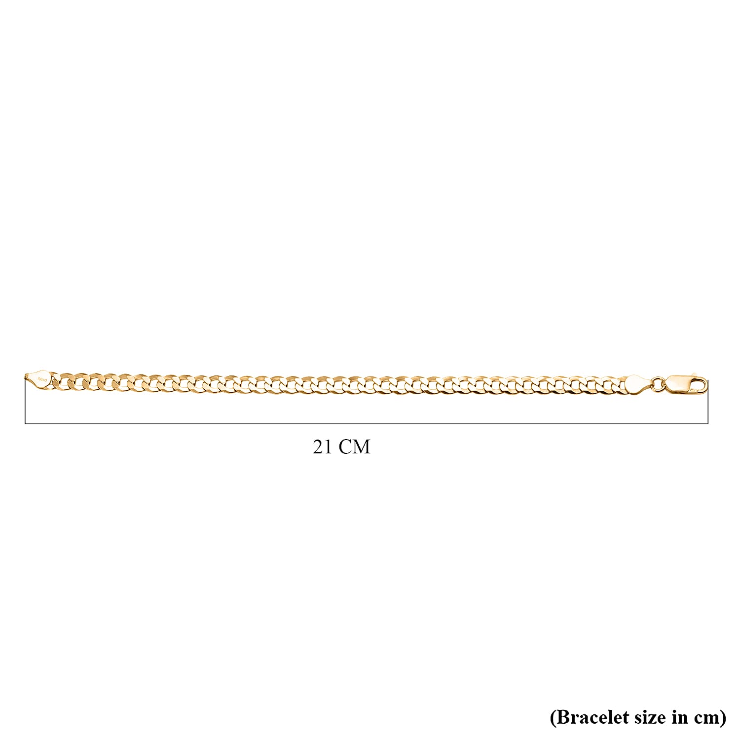 Milan Closeout - Made in ITALY Rounded Curb Bracelet in Gold Overlay Sterling Silver (Size - 8), Silver Wt. 7.70 Gms