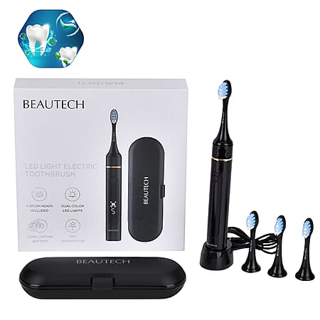 Beautech LED 5 Mode Toothbrush with 4 Replacement Brush Heads and Dual Charging Options