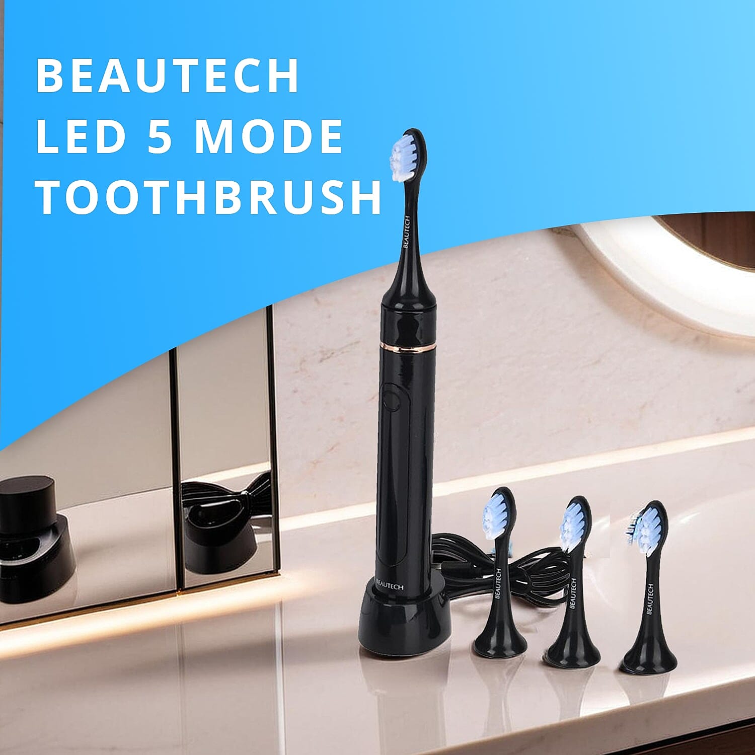 New Launch Beautech LED Rechargeable Toothbrush With Blue & Red Light & Normal Head
