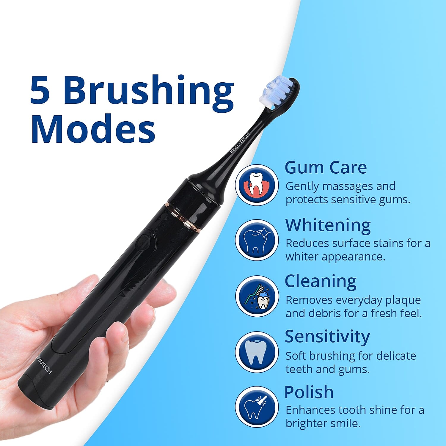 New Launch Beautech LED Rechargeable Toothbrush With Blue & Red Light & Normal Head