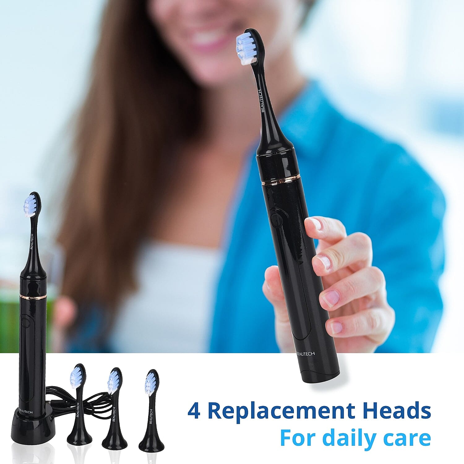 New Launch Beautech LED Rechargeable Toothbrush With Blue & Red Light & Normal Head