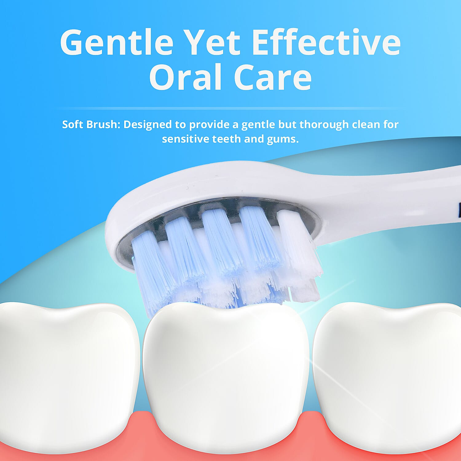 Beautech Sonic LED Toothbrush WIth Regular Head, Red LED Head, Blue LED Head & Red-Blue Head With 5 Modes & Smart Timer - White