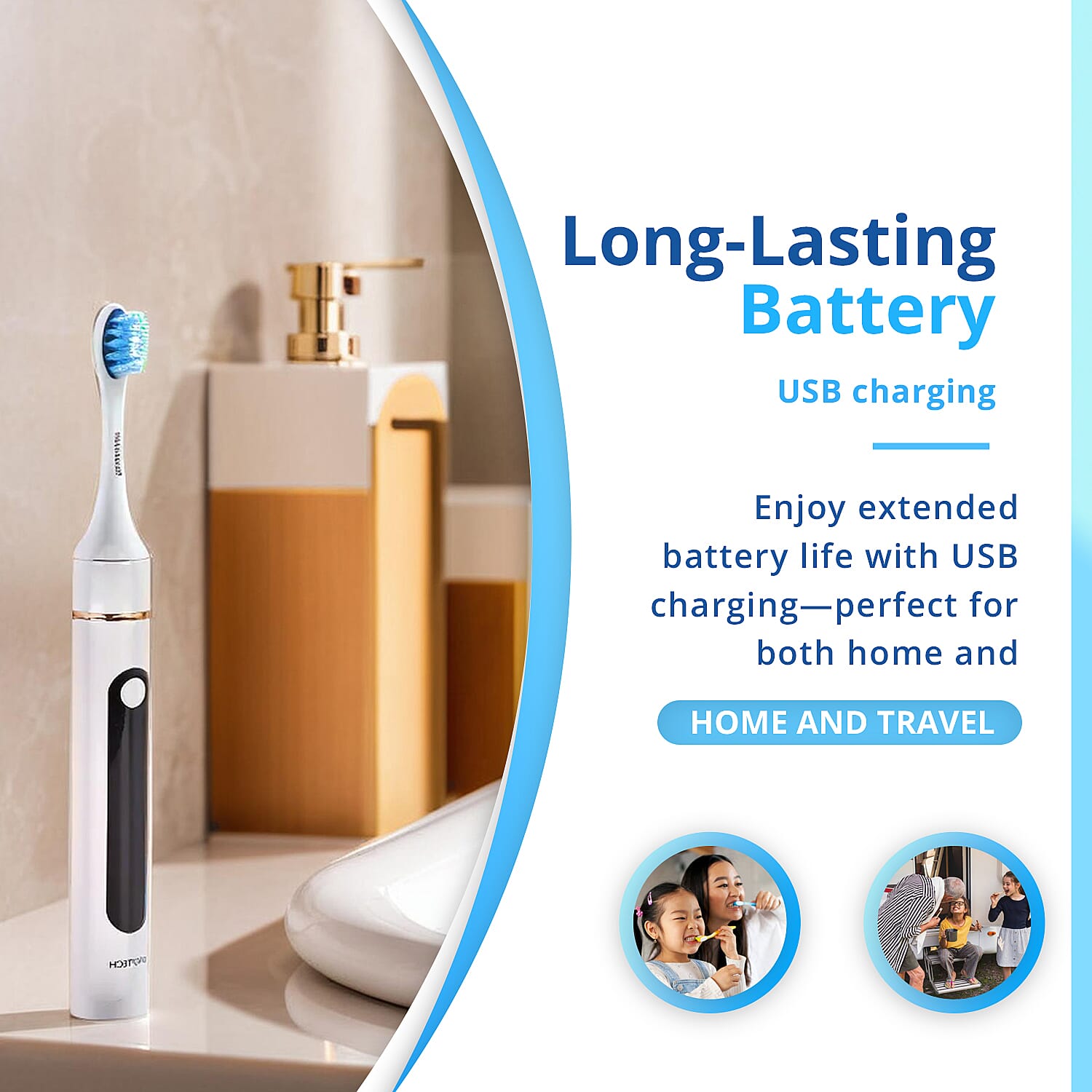 Beautech Sonic LED Toothbrush WIth Regular Head, Red LED Head, Blue LED Head & Red-Blue Head With 5 Modes & Smart Timer - White