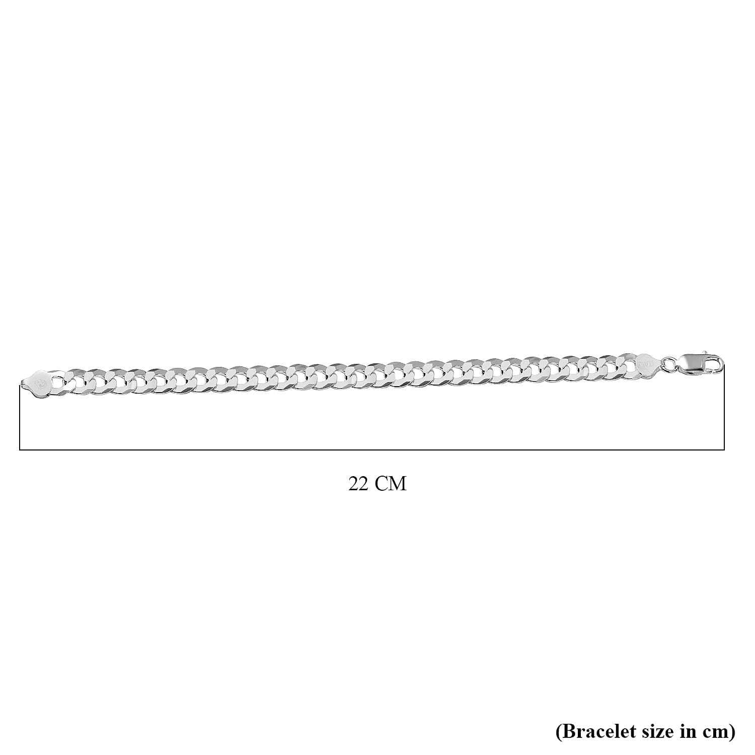 Italian Silver Closeout - SOLID Curb Bracelet in Platinum Overlay Sterling Silver (Size - 8),