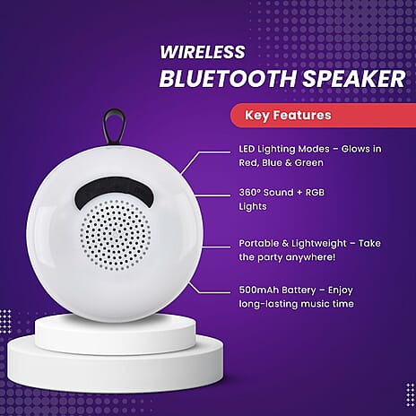 Waterproof Bluetooth Speaker with Multi Colour Light (Battery 500mAh)