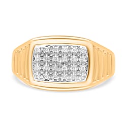 White Diamond Signet Ring in Sterling Silver