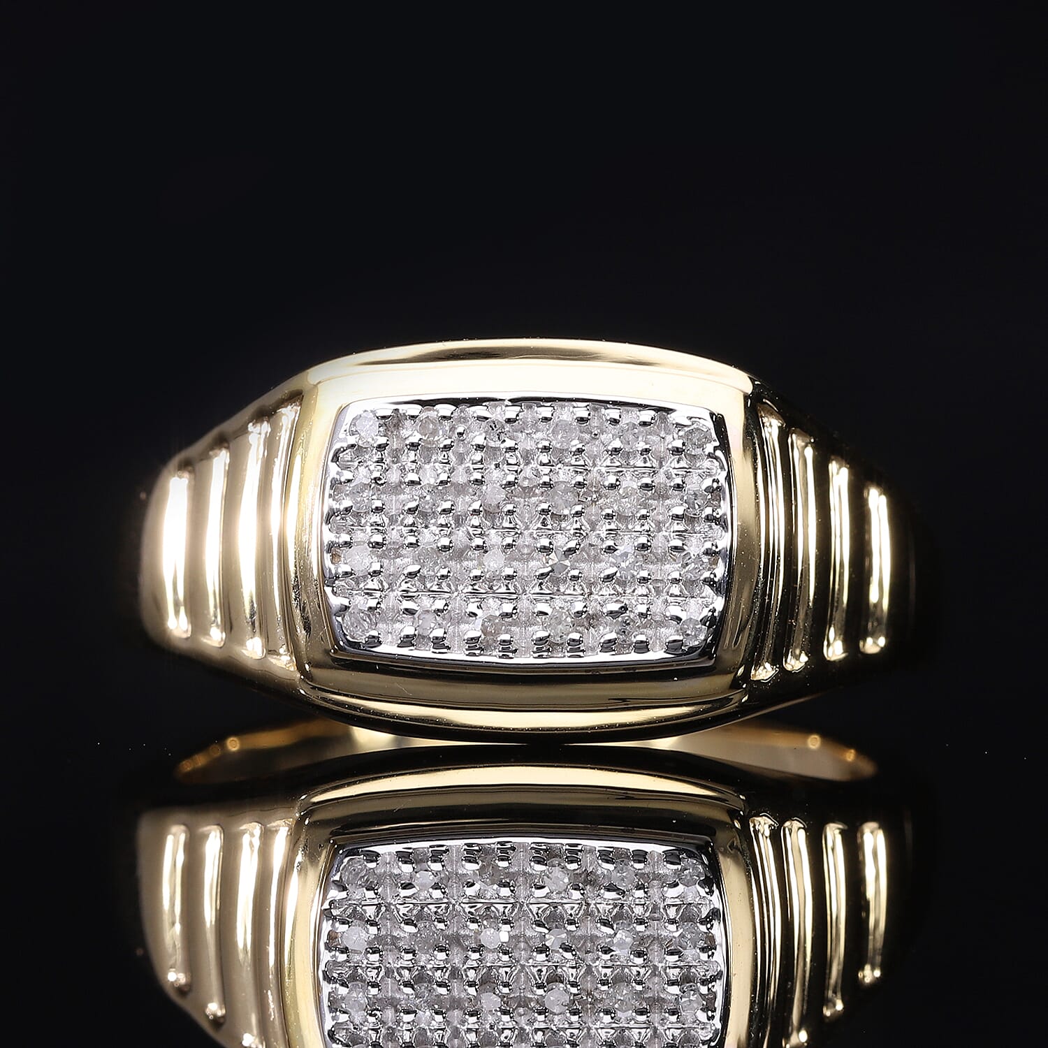 White Diamond Signet Ring in Sterling Silver