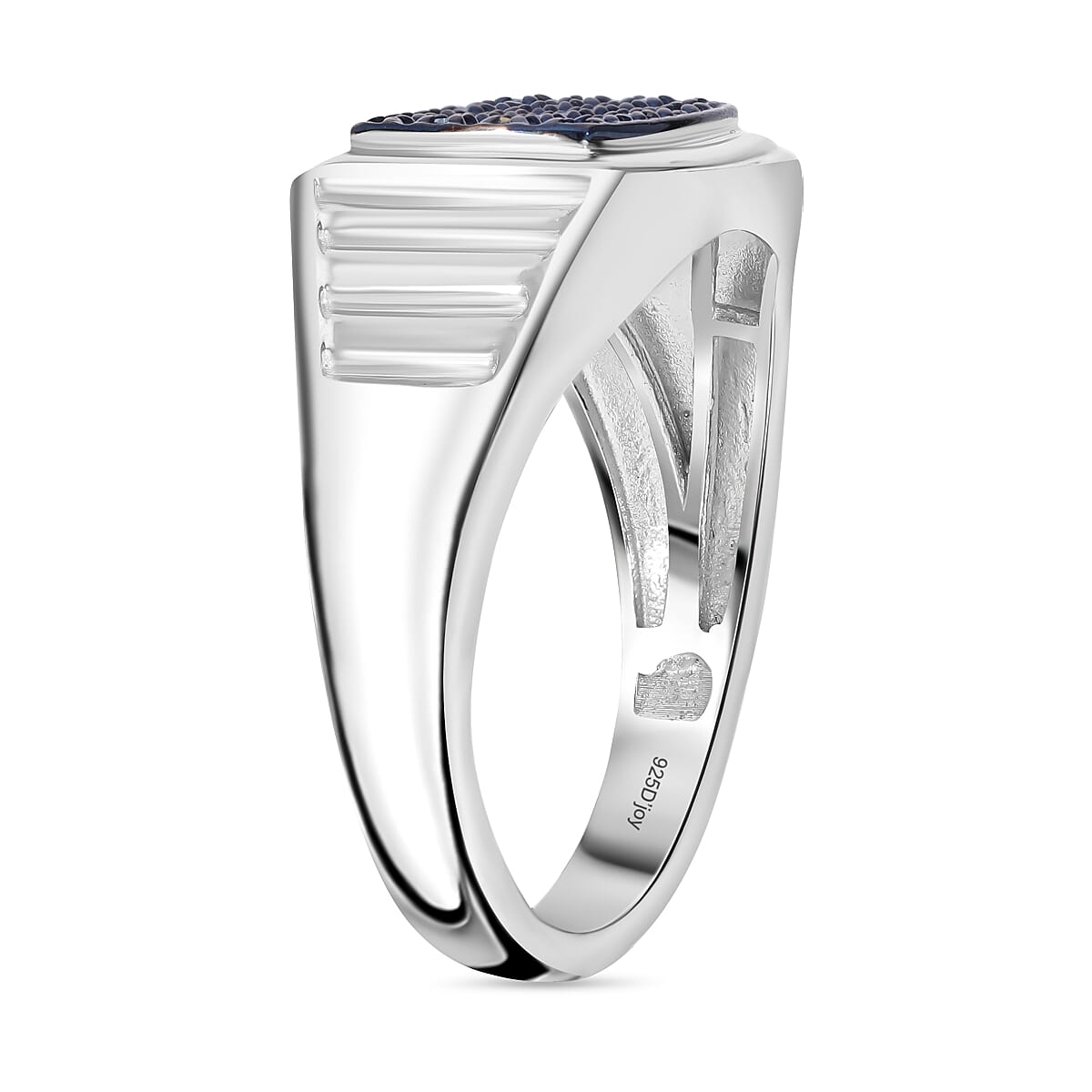White Diamond Signet Ring in Sterling Silver