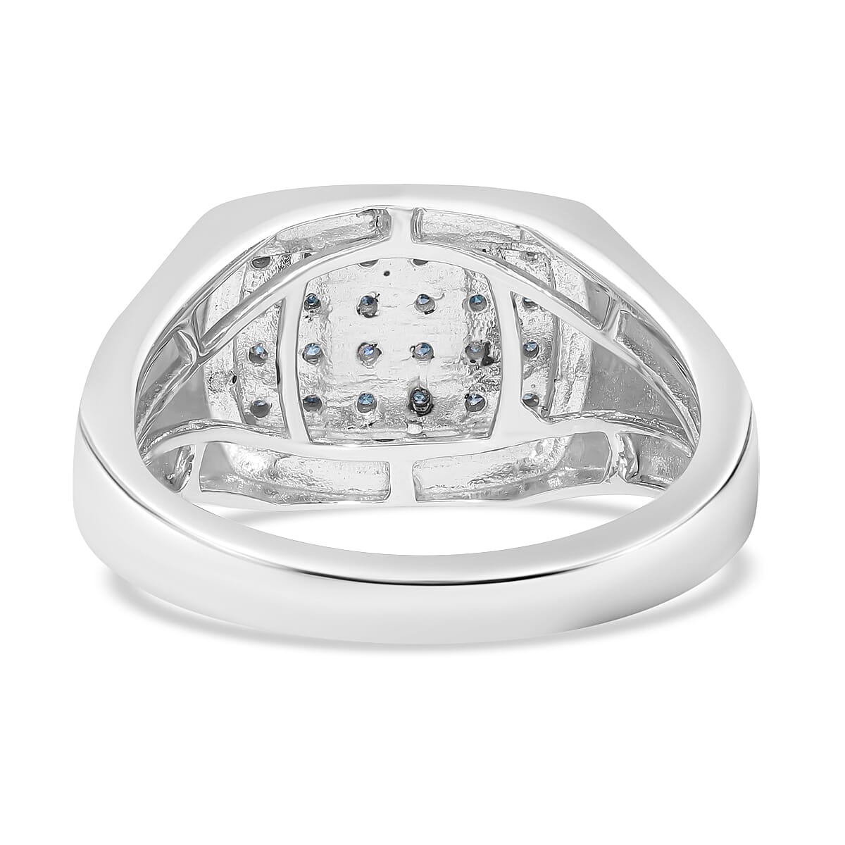 White Diamond Signet Ring in Sterling Silver