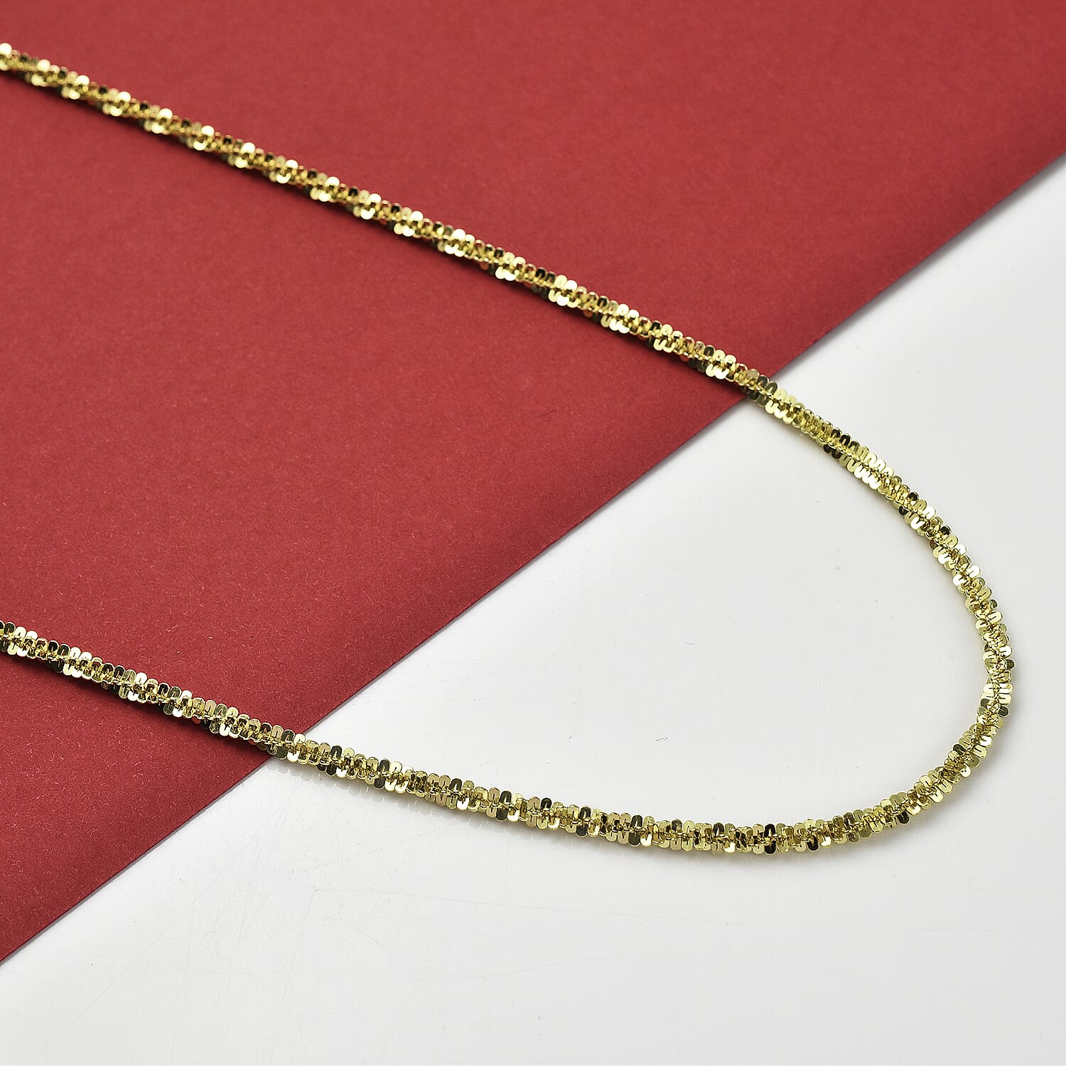 Italian Closeout - Sterling Silver Rock Necklace Chain (Size - 20) in Gold Overlay Sterling Silver