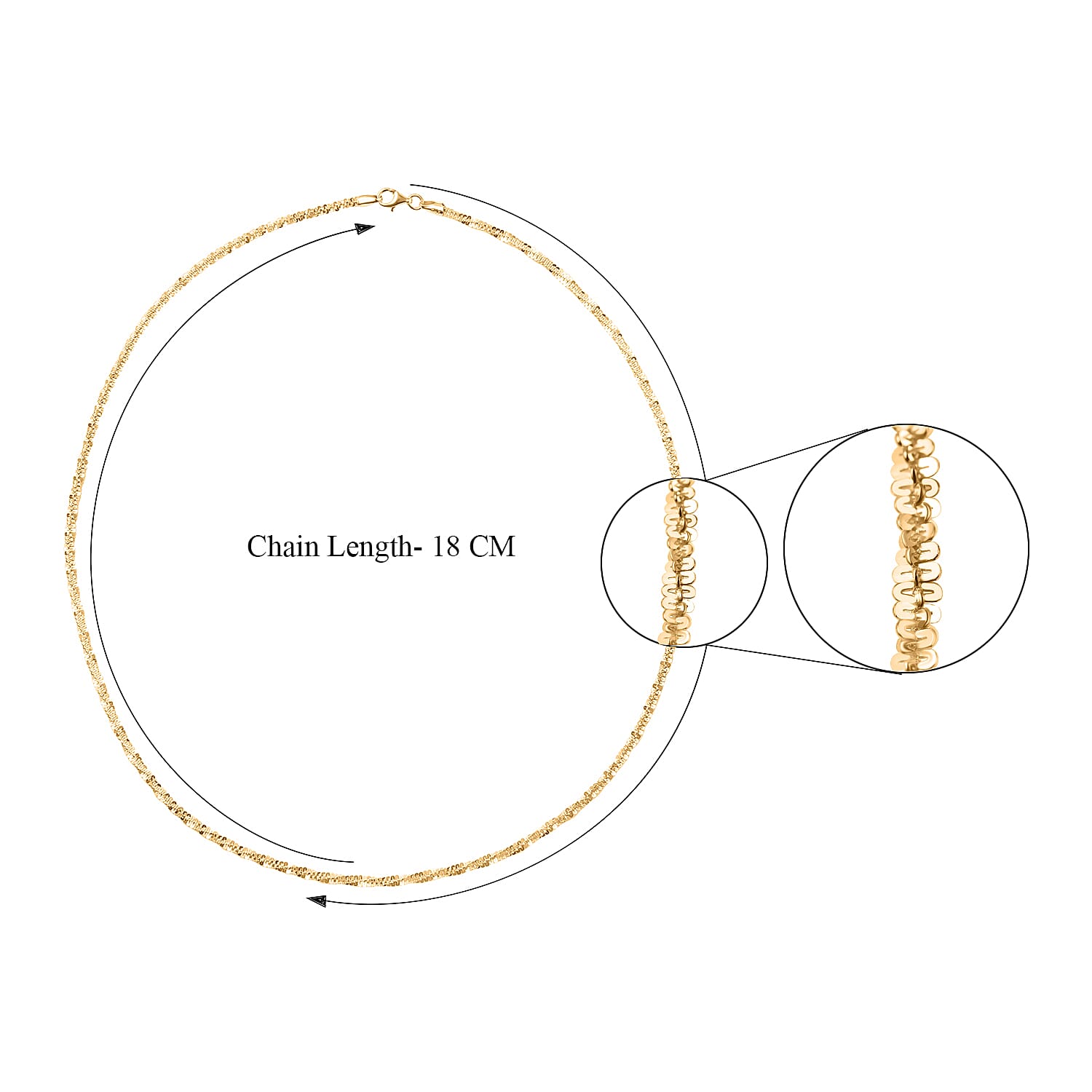 Italian Closeout - Sterling Silver Rock Necklace Chain (Size - 20) in Gold Overlay Sterling Silver