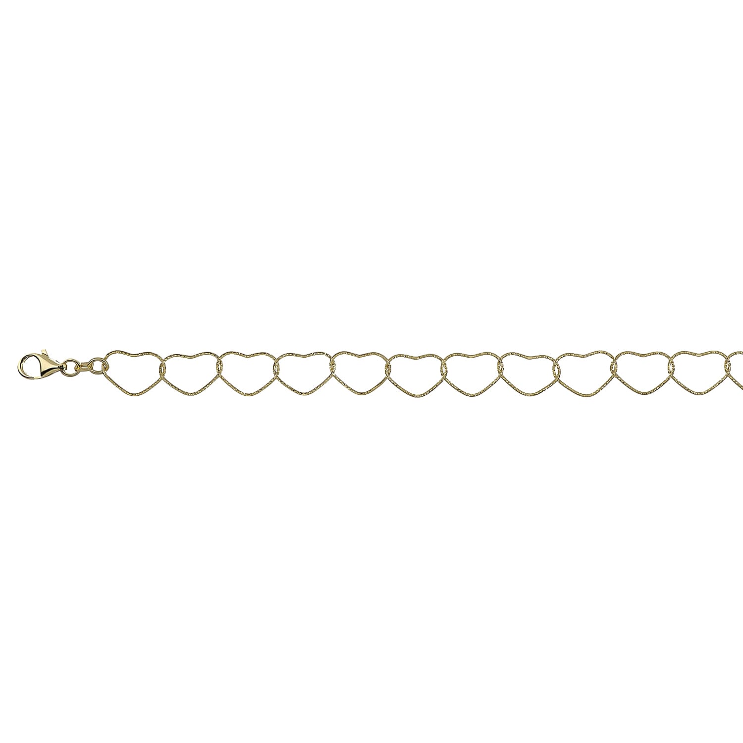 JCK Vegas Closeout - Heart Link Gold Overlay Sterling Silver Diamond Cut Necklace (Size - 24),