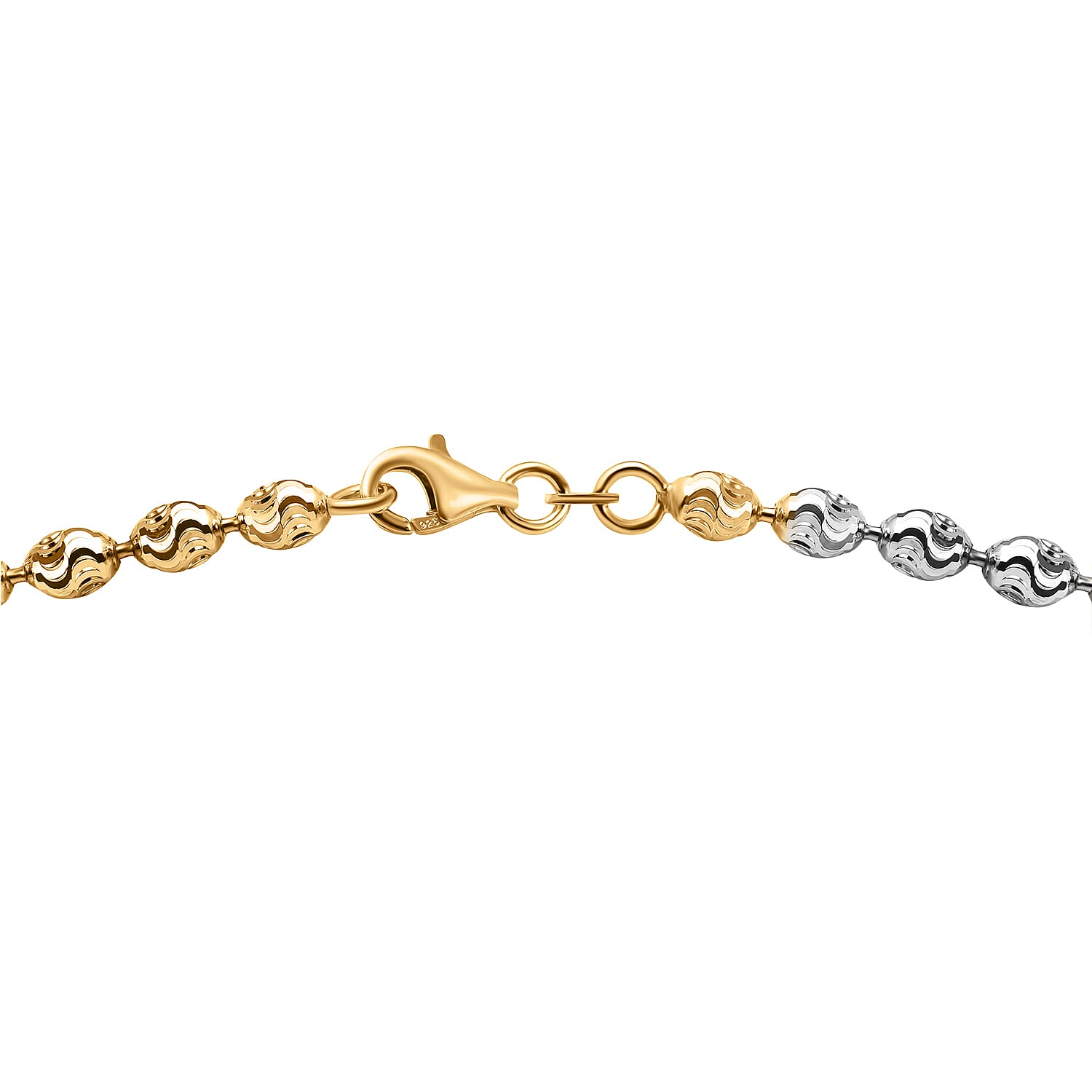 Italian MadeTri Colour Diamond Cut Chicco Necklace (Size - 20) in Sterling Silver Necklace (Size - 20)