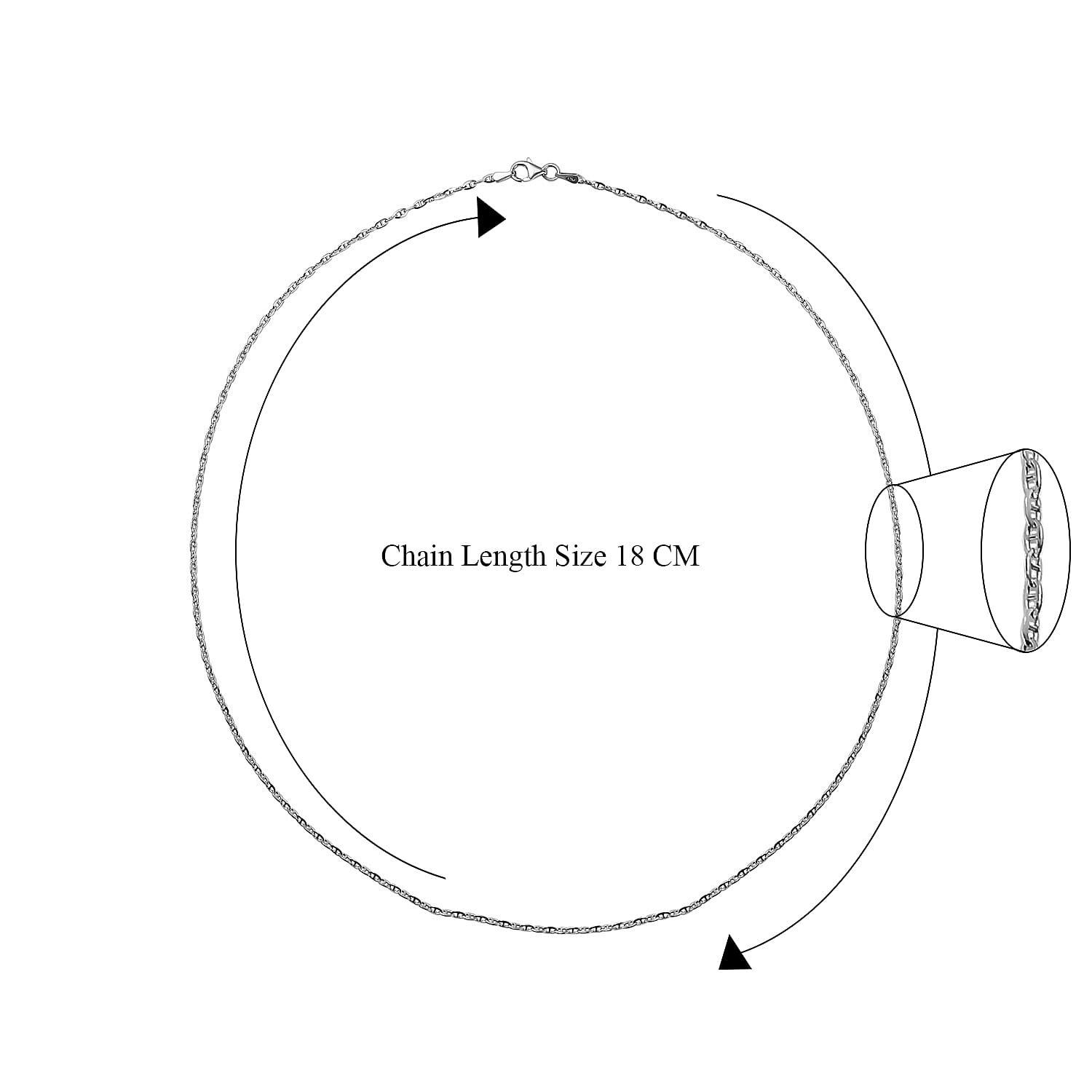 Sterling Silver Anchor Link Necklace (Size - 20)