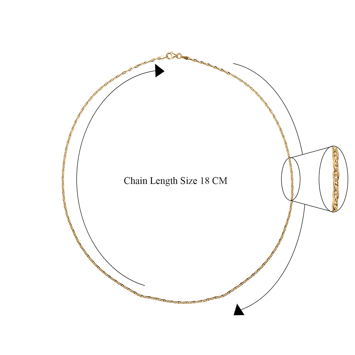 Gold Plated Sterling Silver Anchor Link Chain (Size - 20)