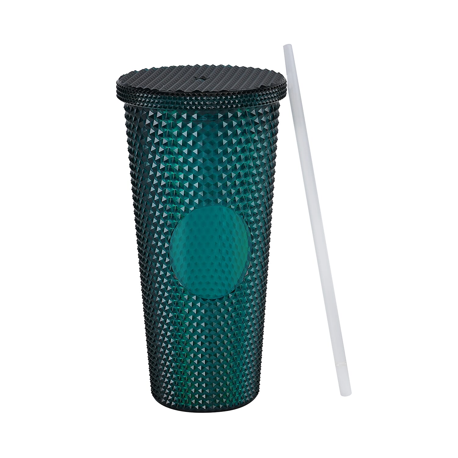 Double Wall Creative Water Tumbler with Silica Gel Straws 600ml - Green