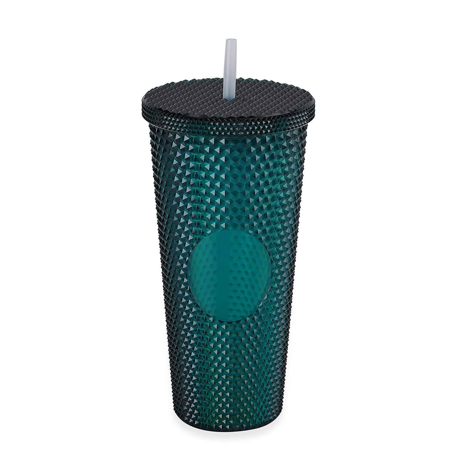 Double Wall Creative Water Tumbler with Silica Gel Straws 600ml - Green