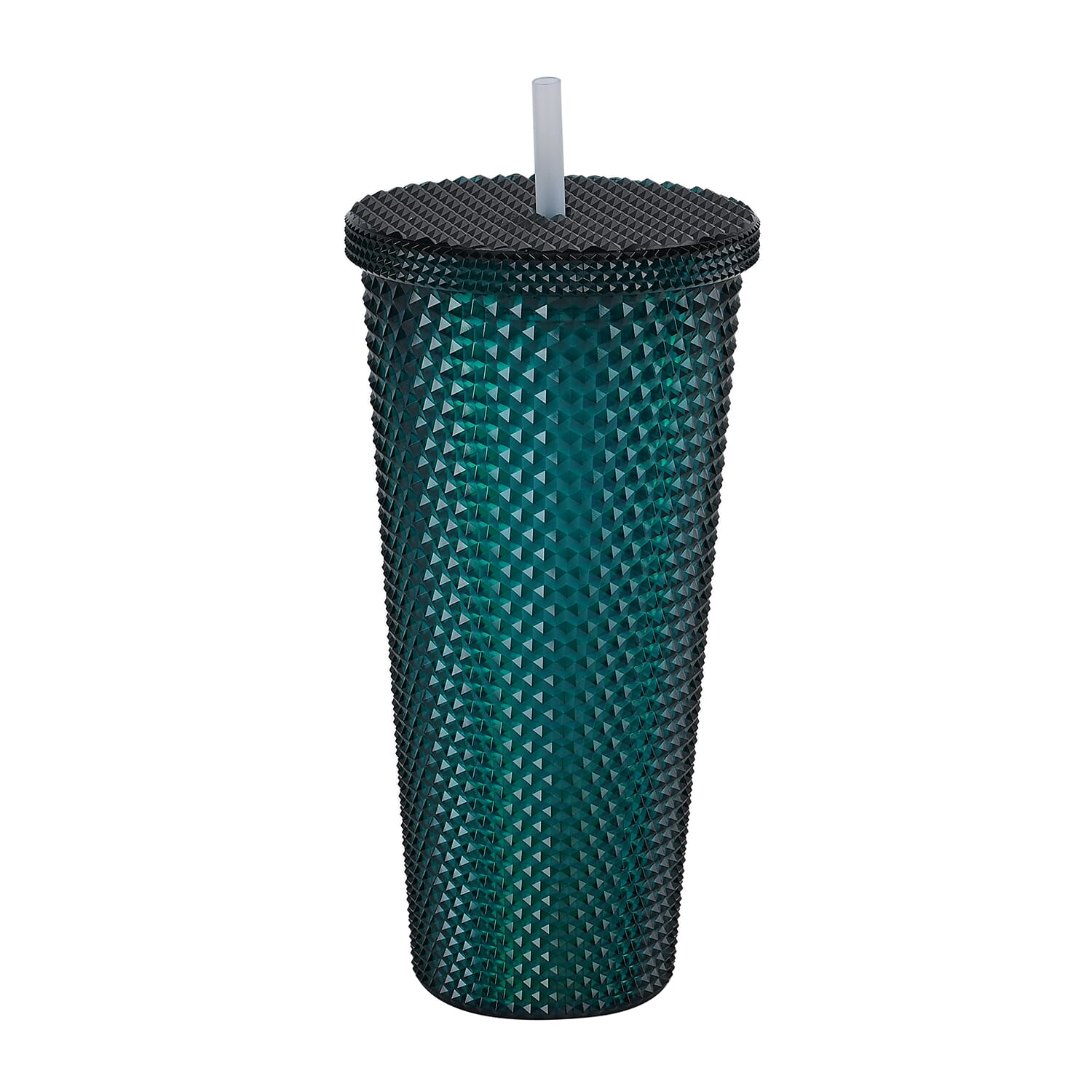 Double Wall Creative Water Tumbler with Silica Gel Straws 600ml - Green