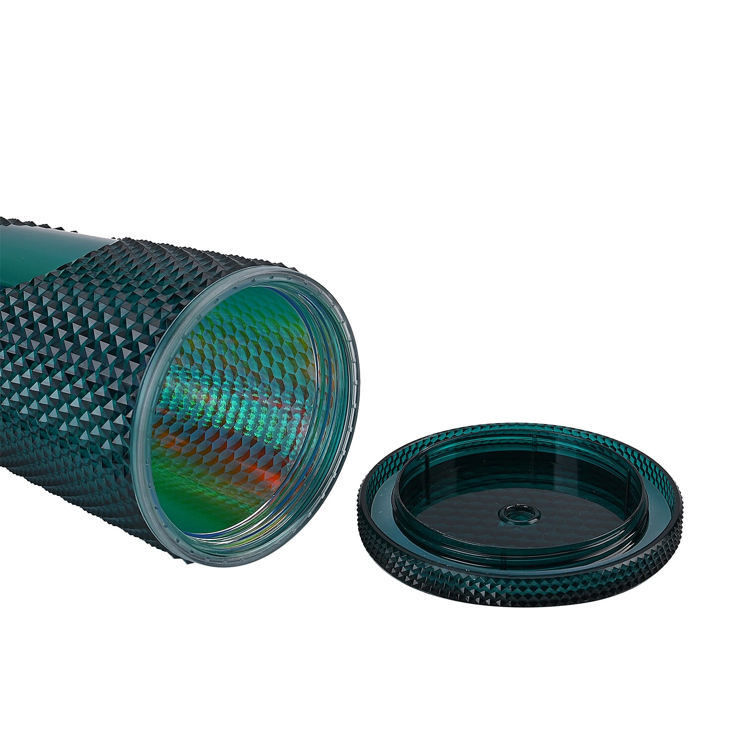 Double Wall Creative Water Tumbler with Silica Gel Straws 600ml - Green