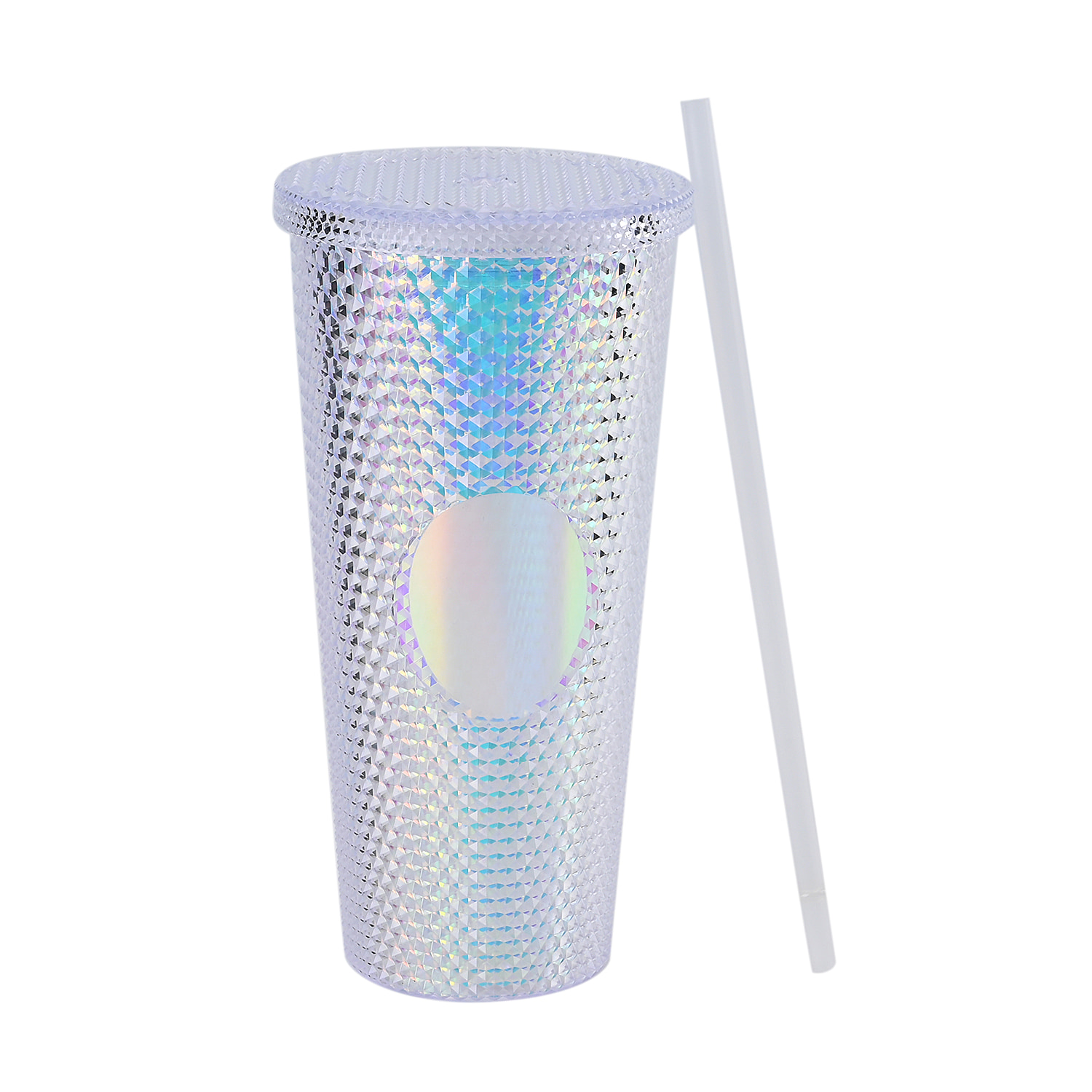 Double Wall Creative Water Tumbler with Silica Gel Straws 600ml - White
