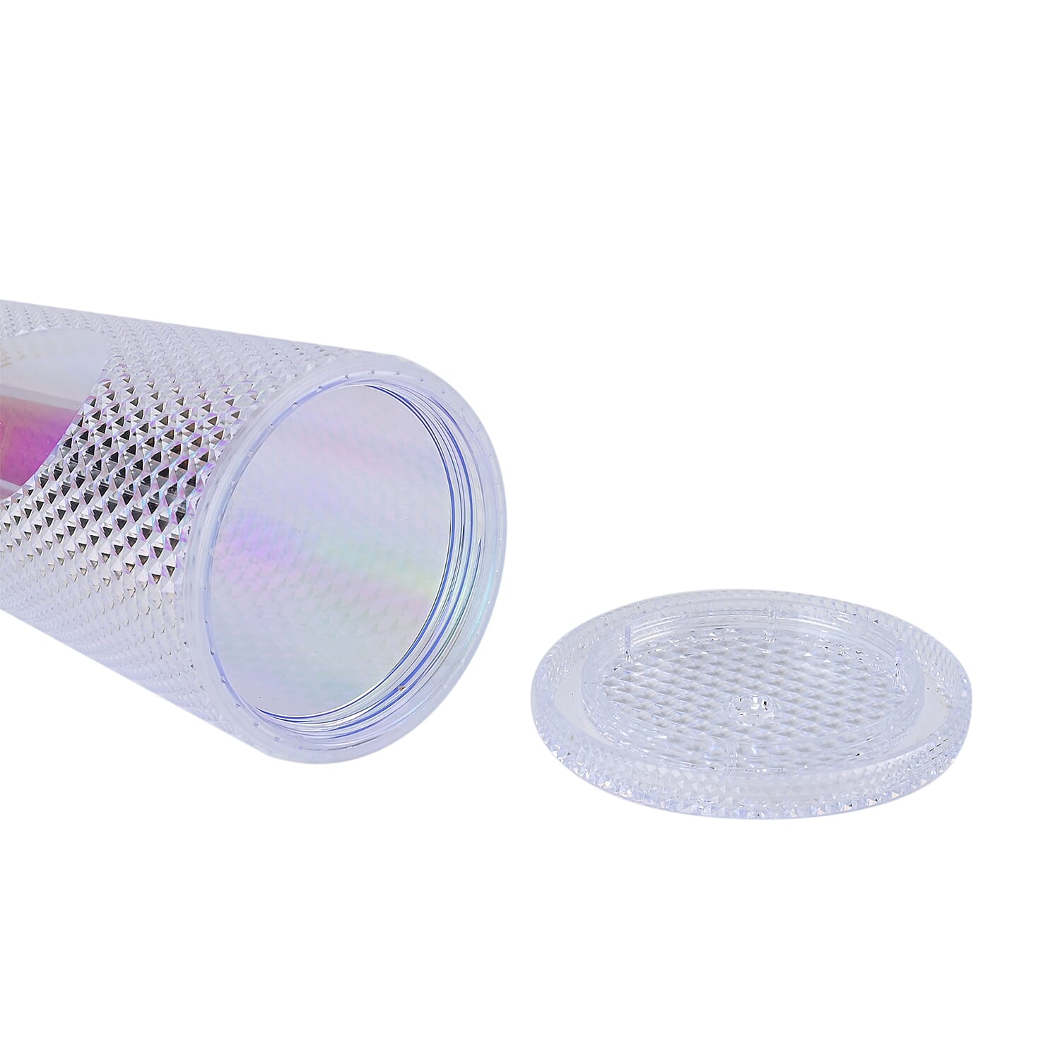 Double Wall Creative Water Tumbler with Silica Gel Straws 600ml - White