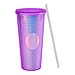 Double Wall Creative Water Tumbler with Silica Gel Straws 600ml - White