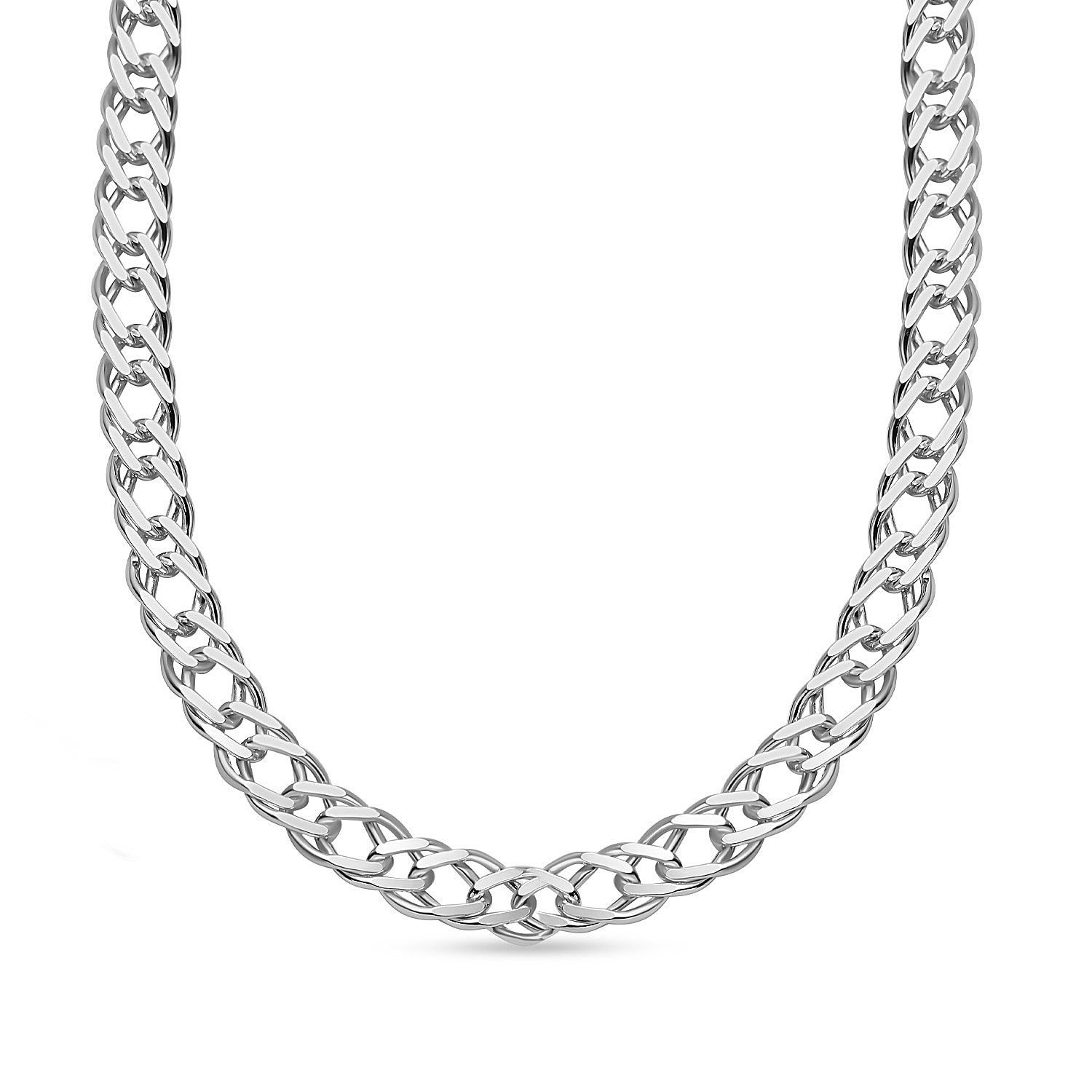 JCK Vegas Preview Deal - Double Curb Necklace in Sterling Silver (Size - 22), Silver Wt. 22.7 Gms