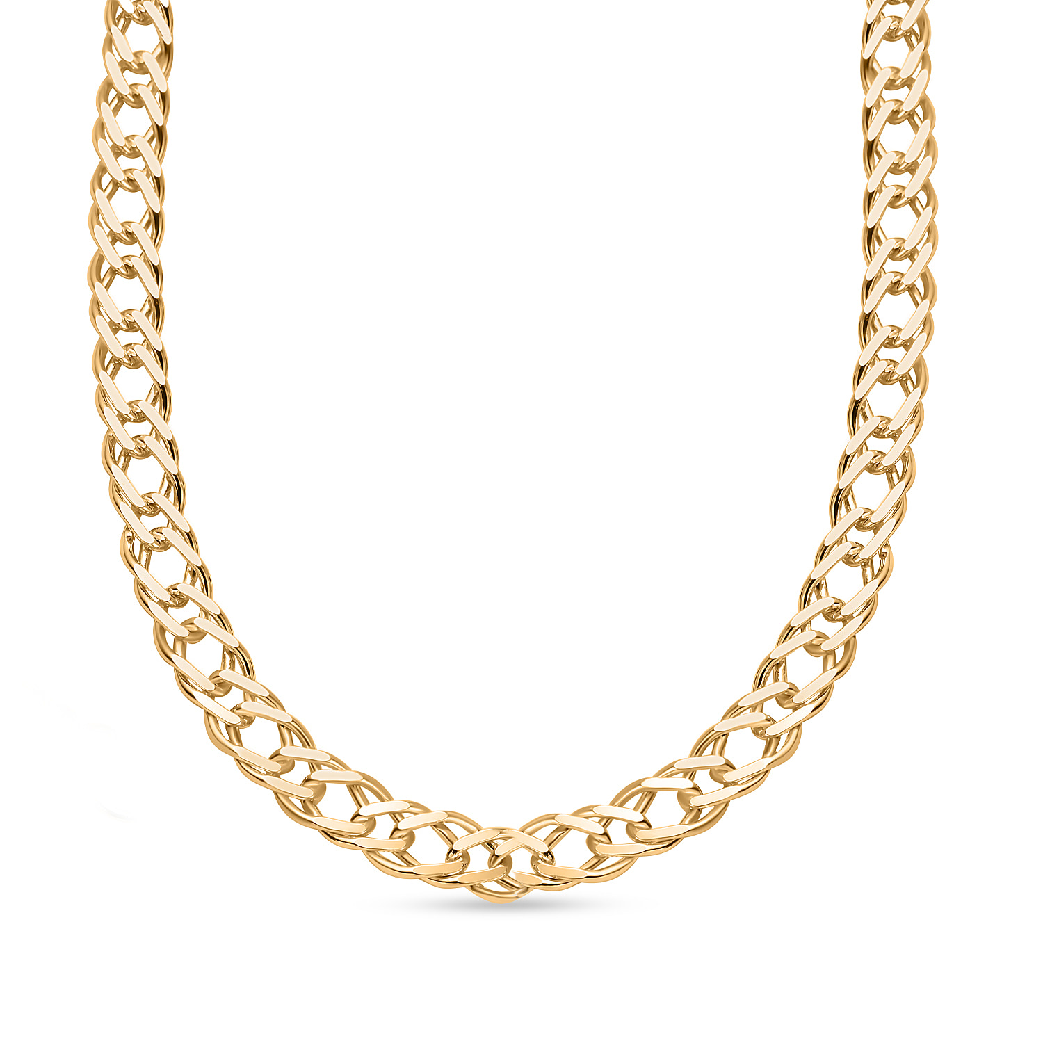 JCK Vegas Preview Deal  - Double Curb Necklace in Gold Overlay Sterling Silver (Size - 22), Silver Wt. 23.00 Gms
