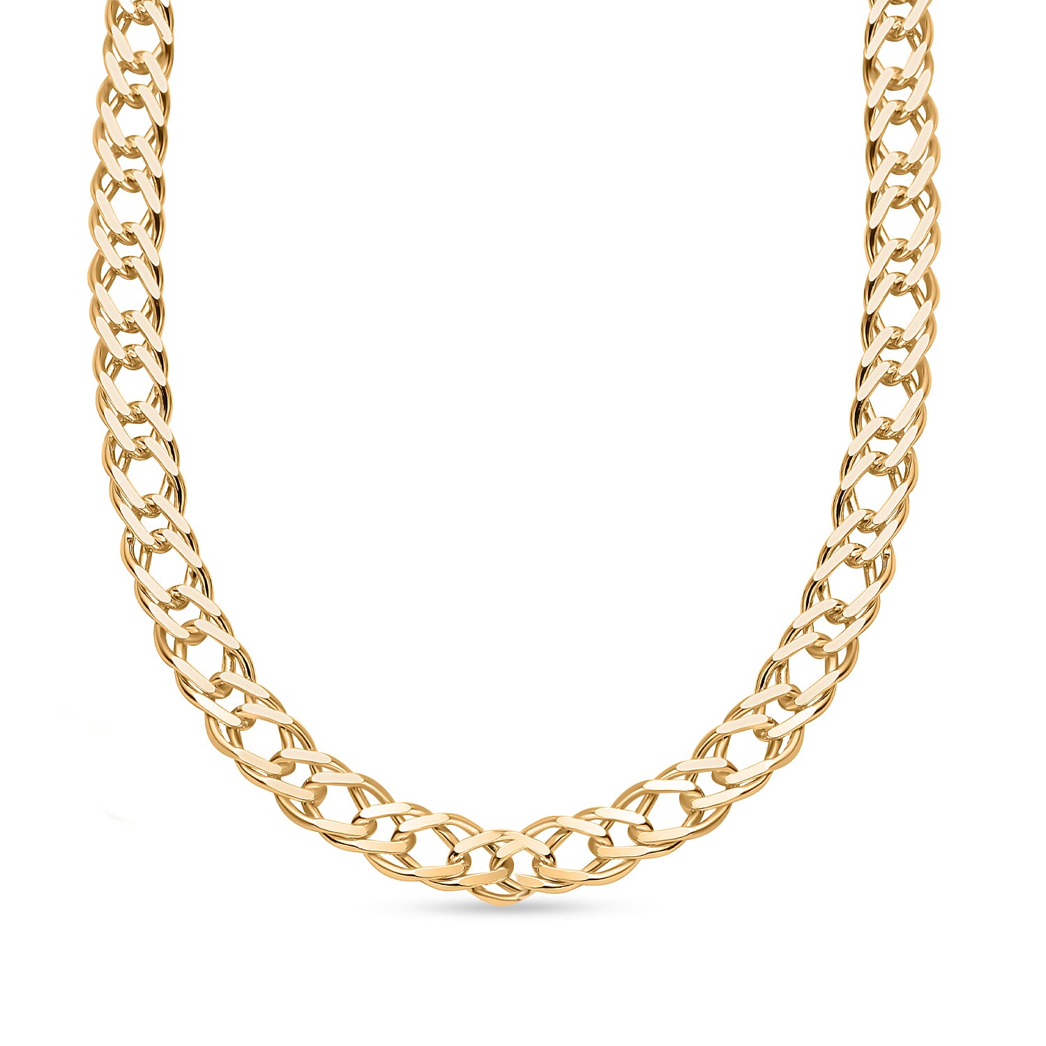 JCK Vegas Deal  - Double Curb Necklace in Gold Overlay Sterling Silver (Size - 22), Silver Wt. 23.00 Gms