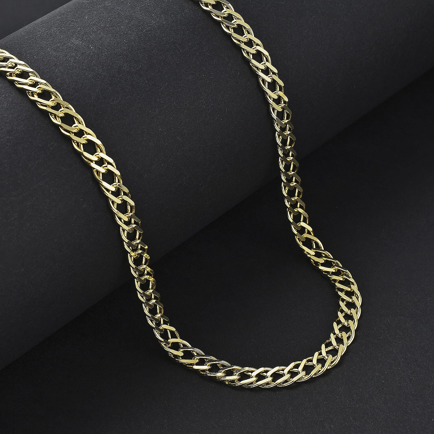 JCK Vegas Deal  - Double Curb Necklace in Gold Overlay Sterling Silver (Size - 22), Silver Wt. 23.00 Gms