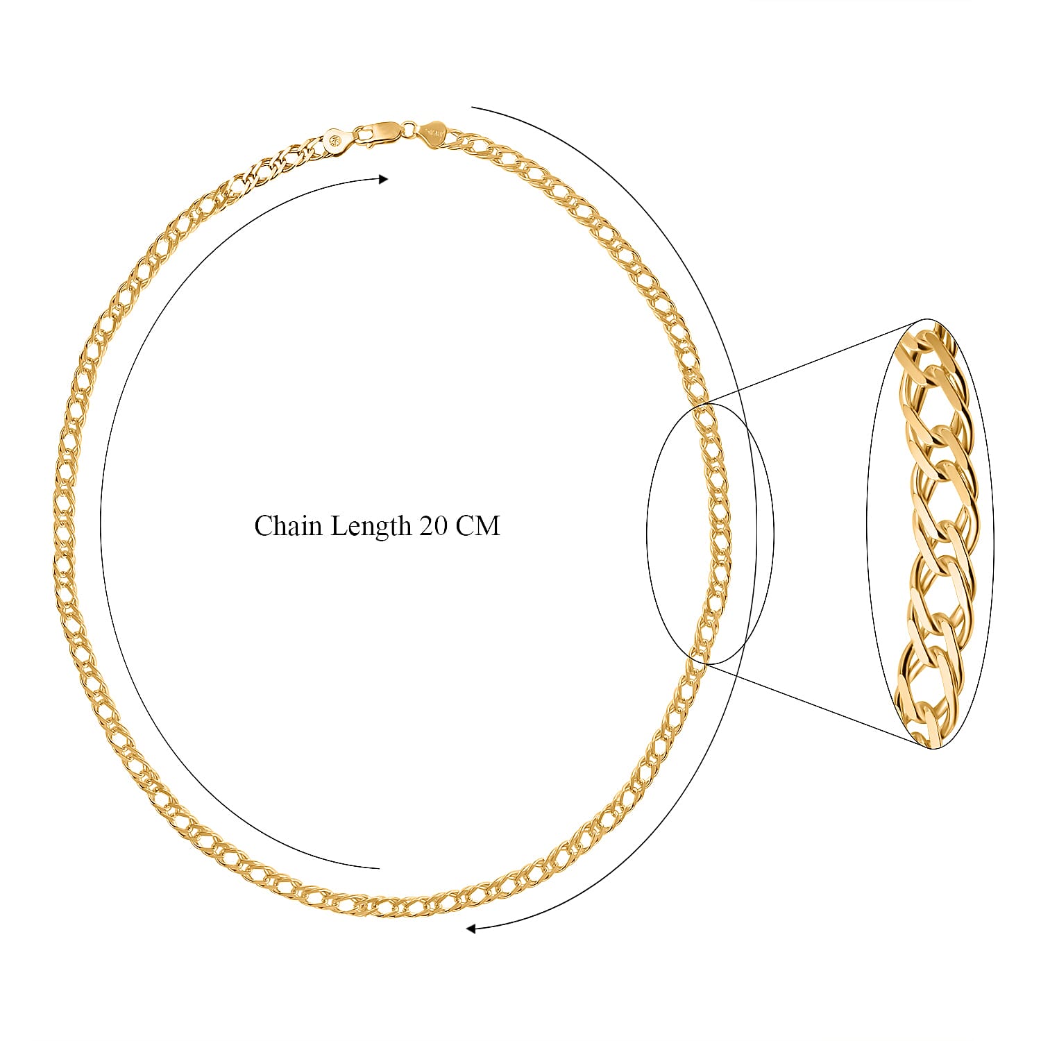 JCK Vegas Deal  - Double Curb Necklace in Gold Overlay Sterling Silver (Size - 22), Silver Wt. 23.00 Gms